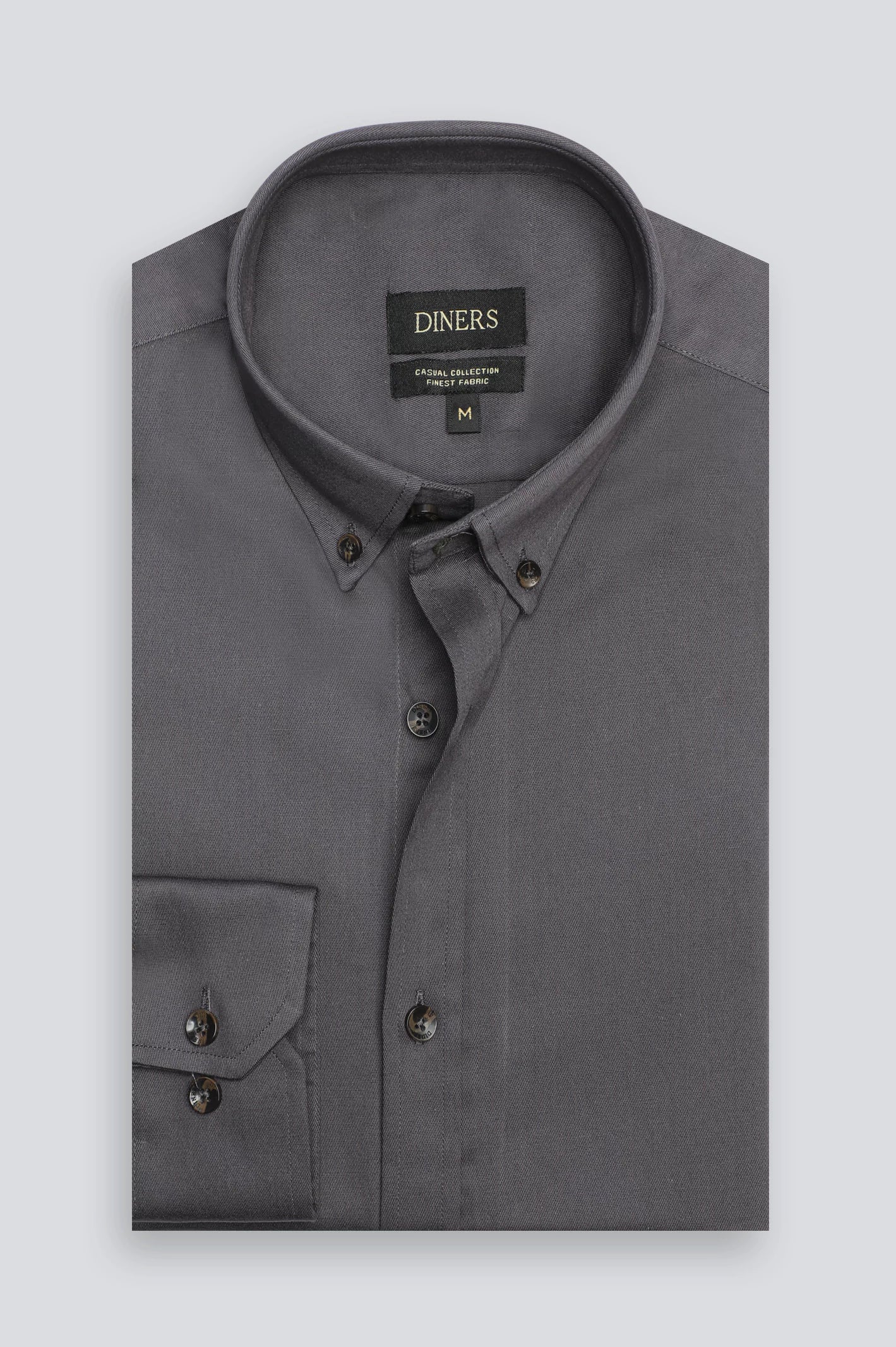 Dark Grey Plain Casual Shirt - Image 4