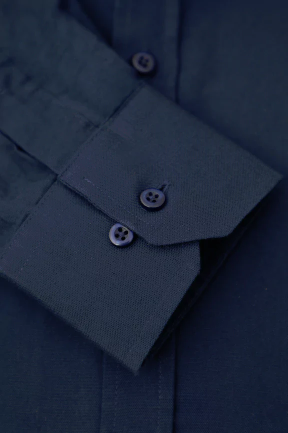 Navy Blue Self Textured Casual Shirt - Image 3
