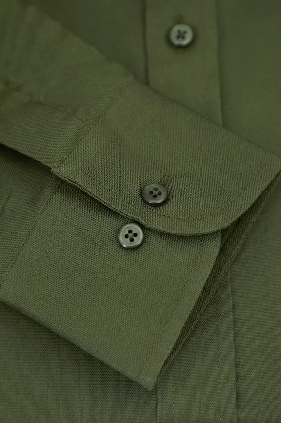 Olive Self Textured Casual Shirt - Image 3