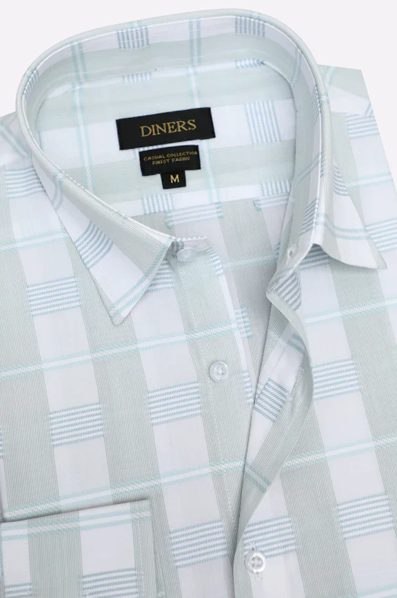 Light Blue Checkered Casual Shirt - Image 2