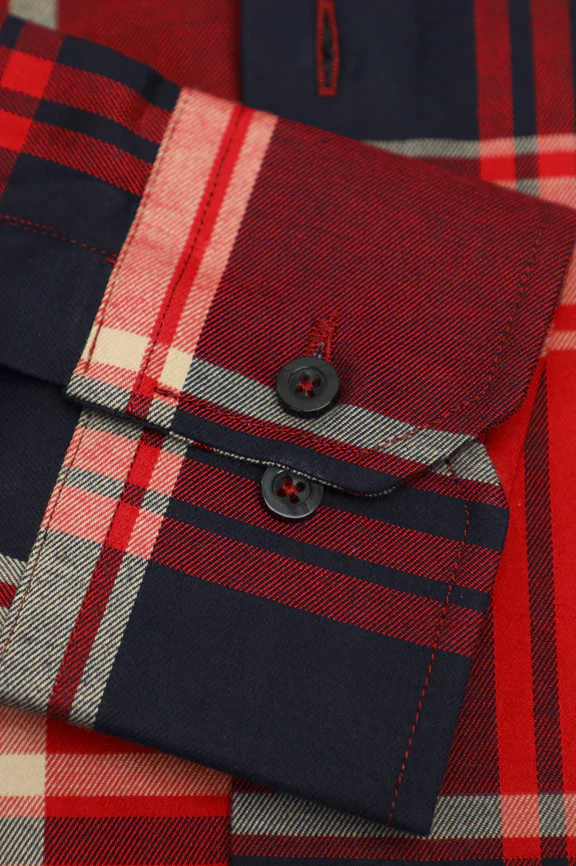 Red Plaid Check Casual Shirt - Image 3