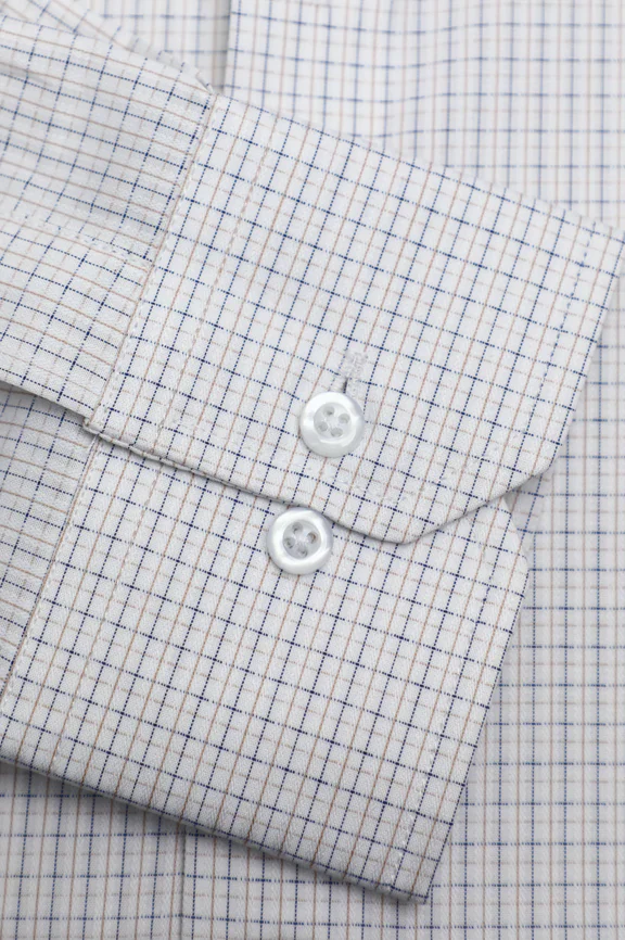 White Micro Check Casual Shirt - Image 3