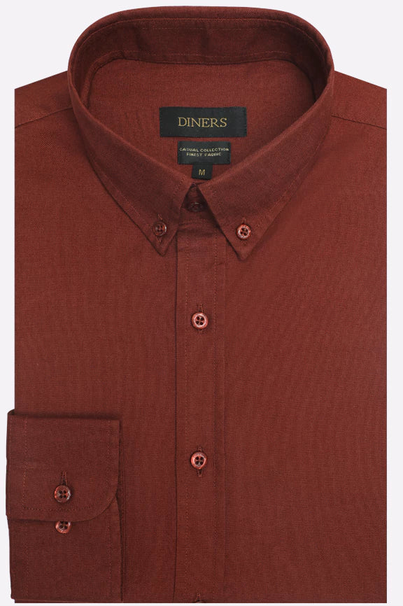 Rust Self Textured Casual Shirt