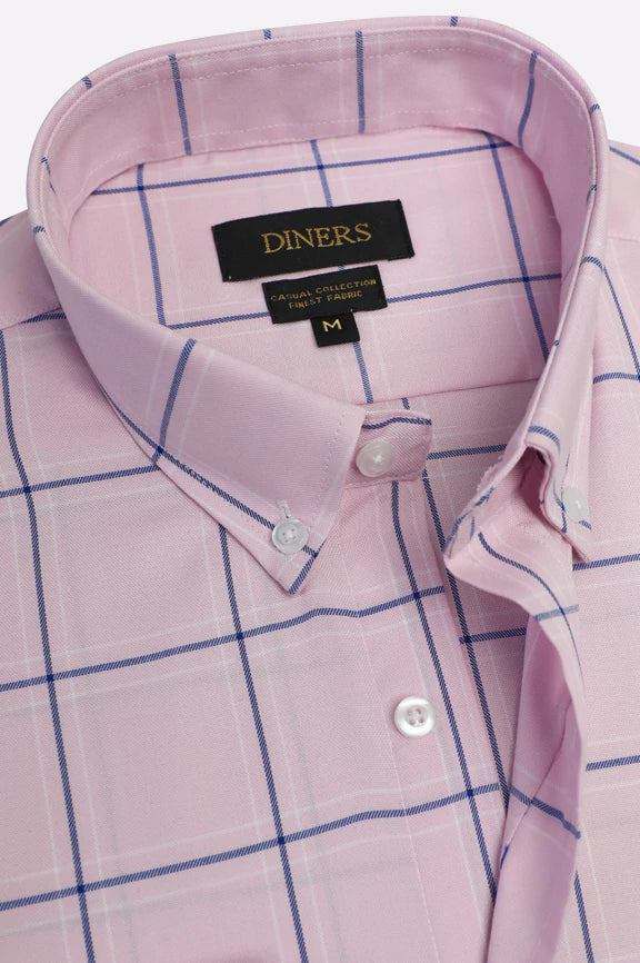 Pink Windowpane Check Casual Shirt - Image 2