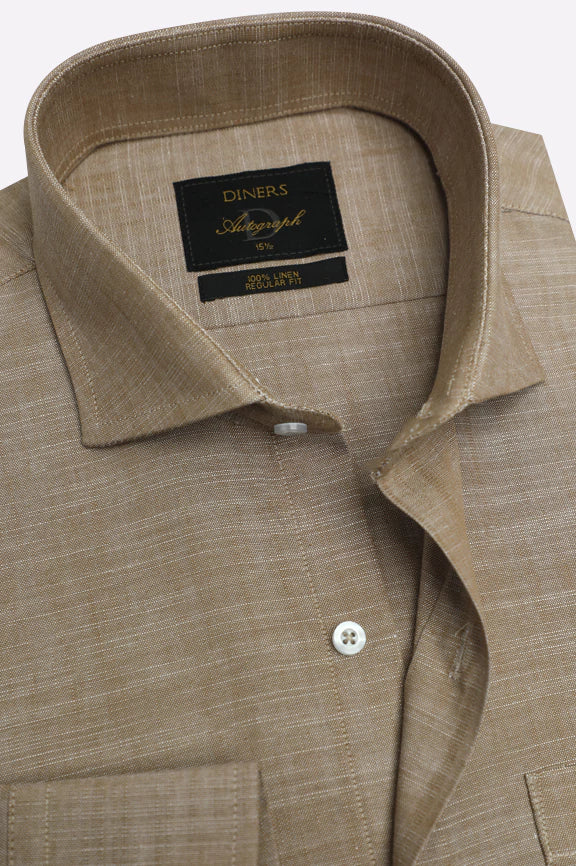 Brown Formal Autograph Linen Shirt - Image 2