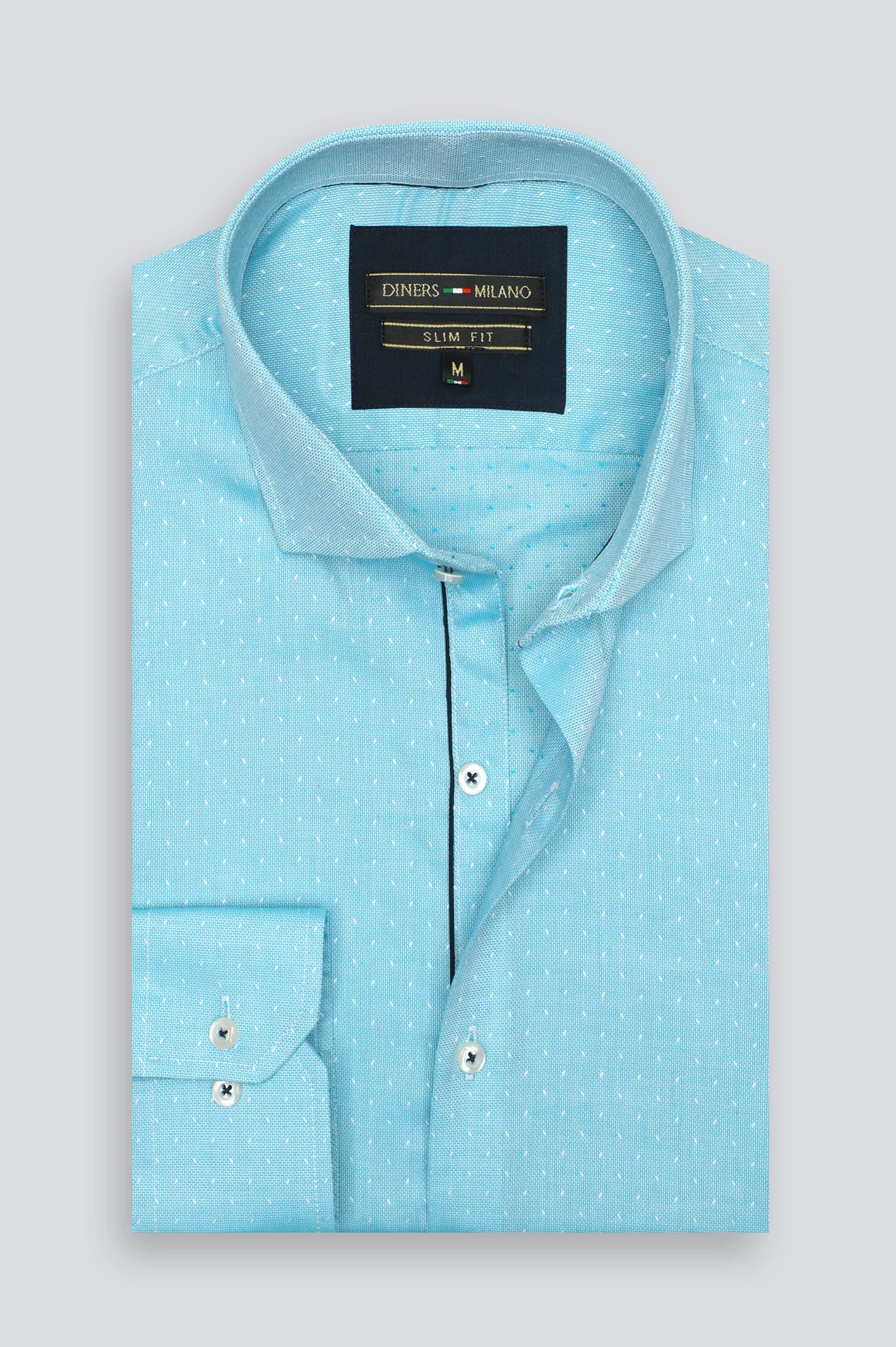 Blue Textured Casual Shirt - Image 4