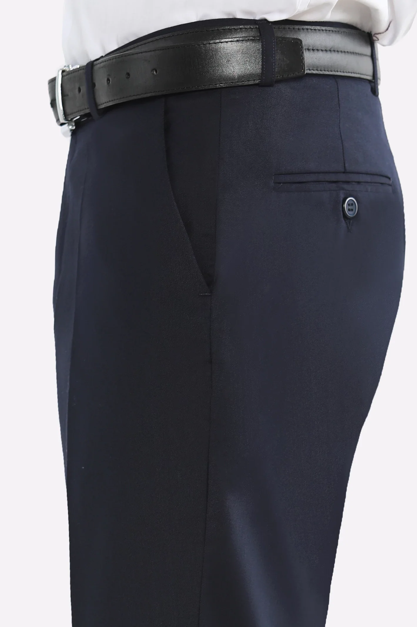 Navy Blue Regular Fit Formal Trouser - Image 2
