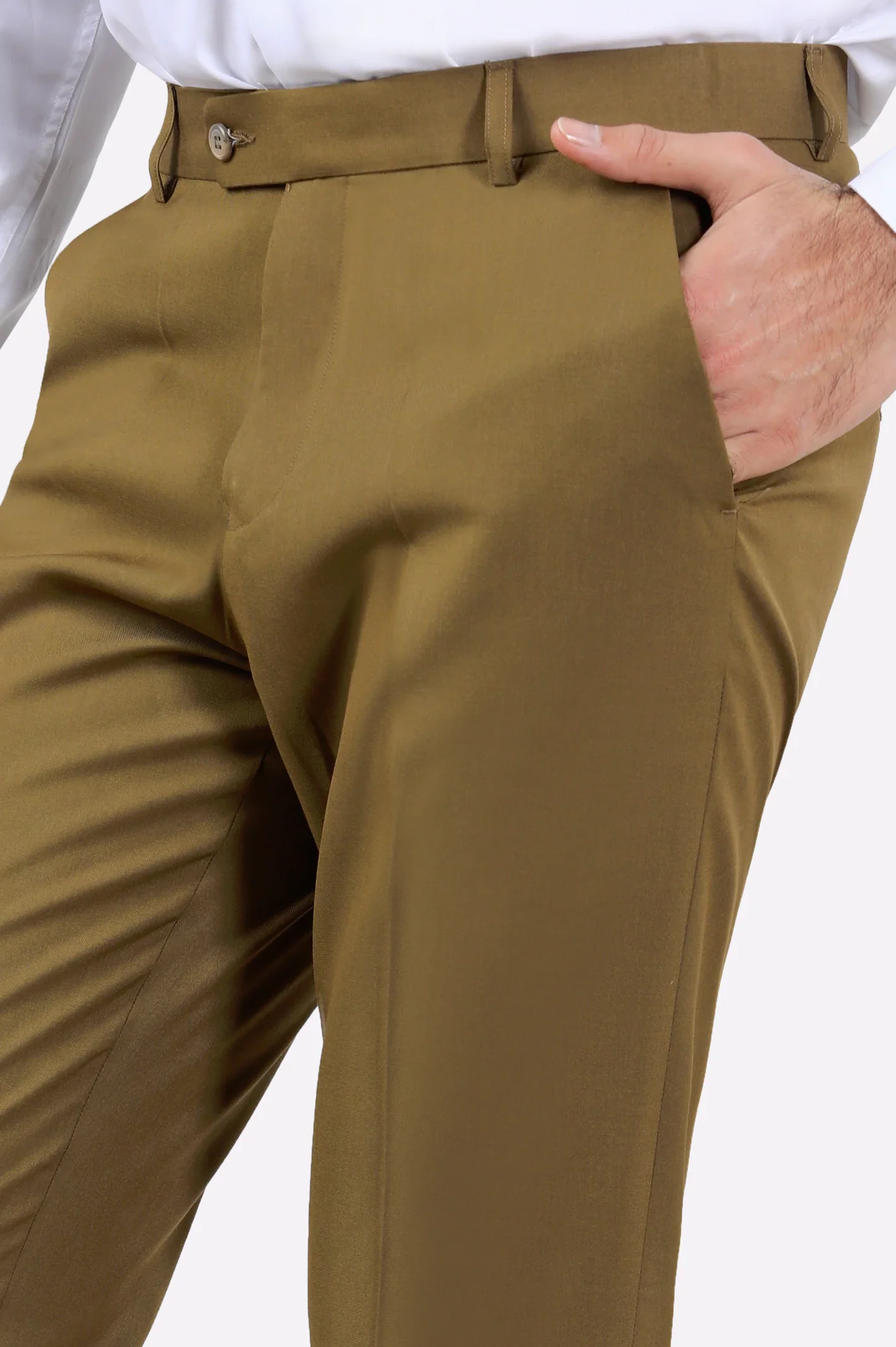 Khaki Regular Fit Formal Trouser - Image 2