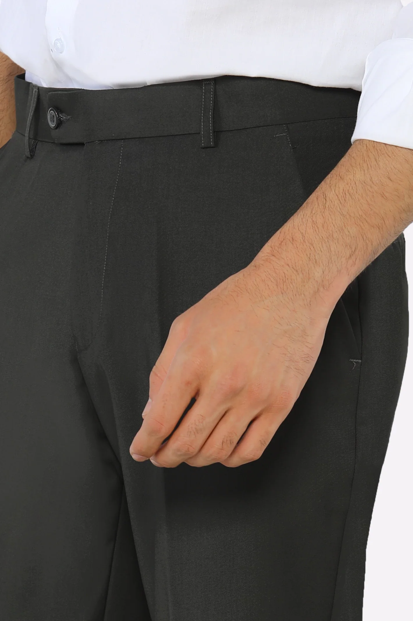 Dark Olive Regular Fit Formal Trouser - Image 2