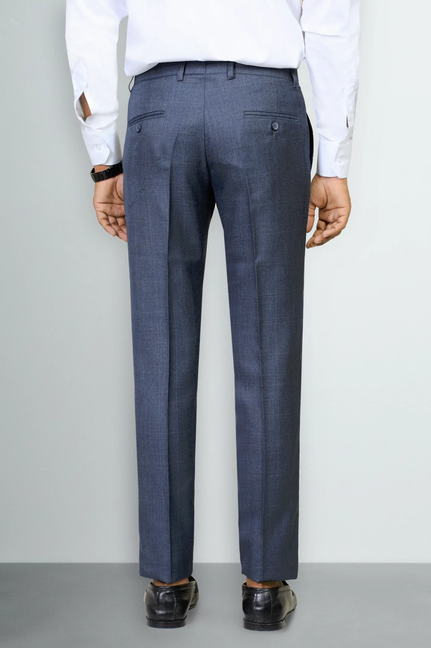Blue Slim Fit Formal Trouser - Image 3