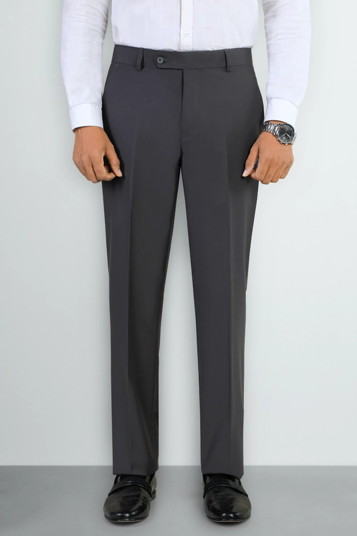 Charcoal Regular Fit Formal Trouser