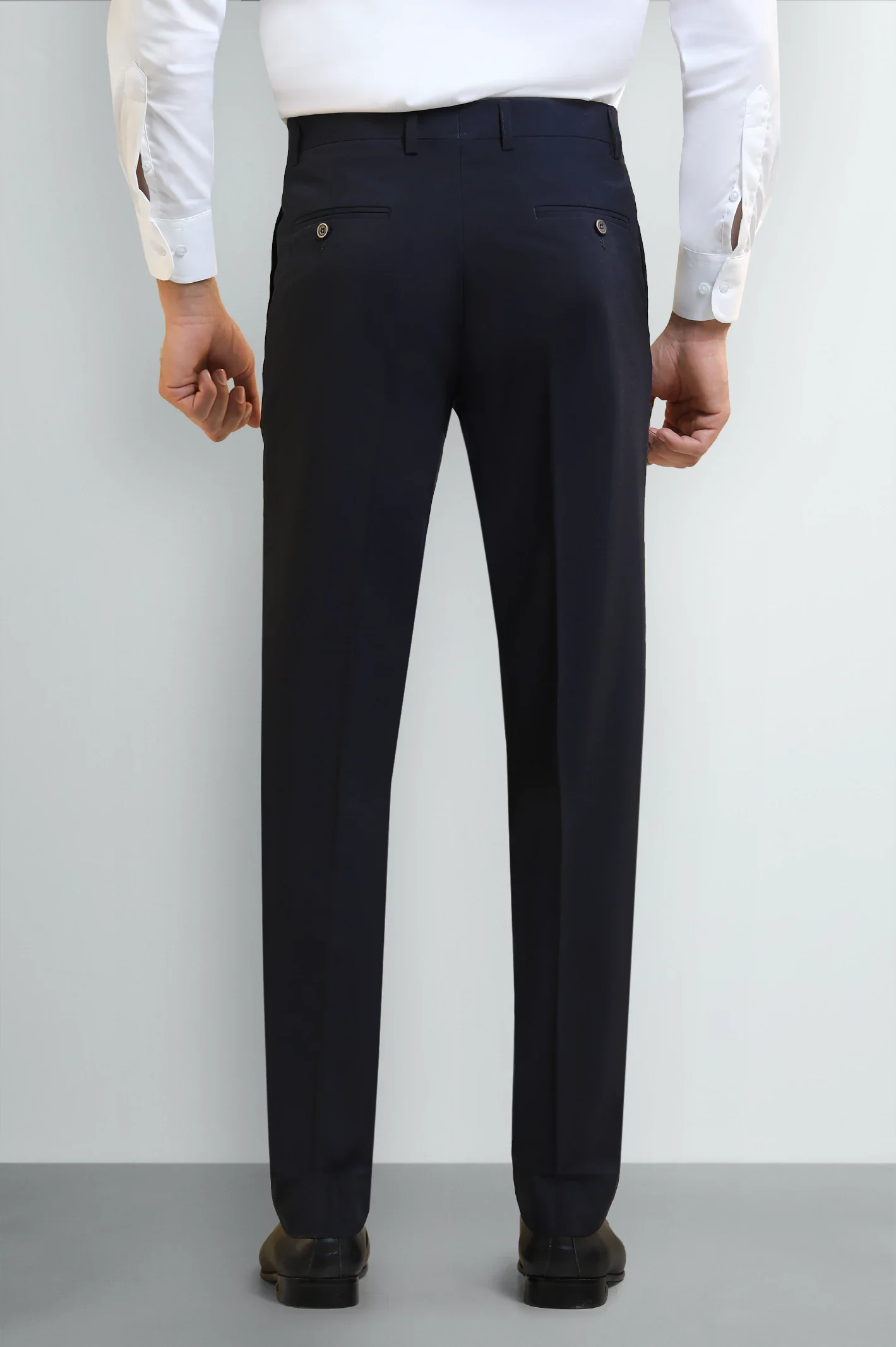 Navy Blue Regular Fit Formal Trouser - Image 3