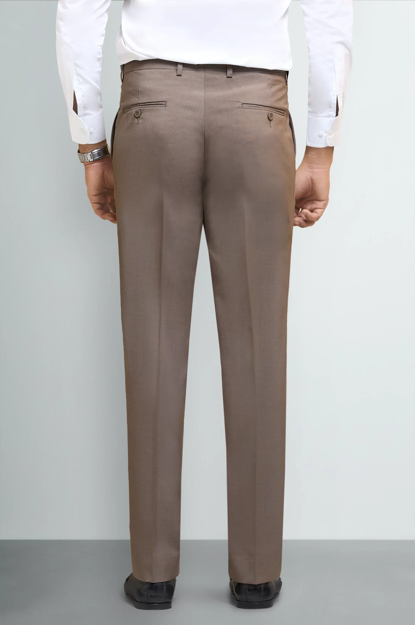 Beige Regular Fit Formal Trouser - Image 3