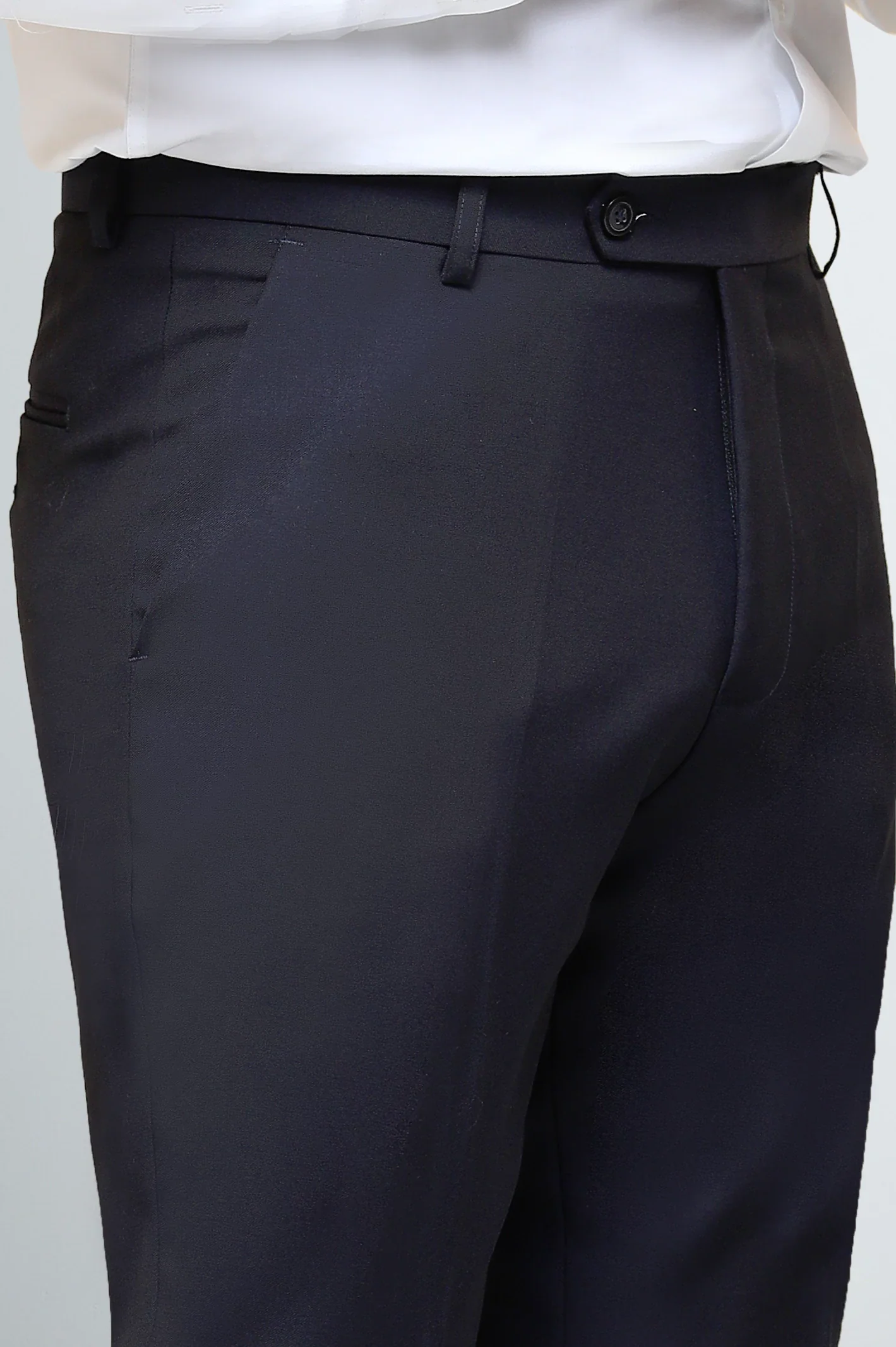 Navy Blue Regular Fit Formal Trouser - Image 2