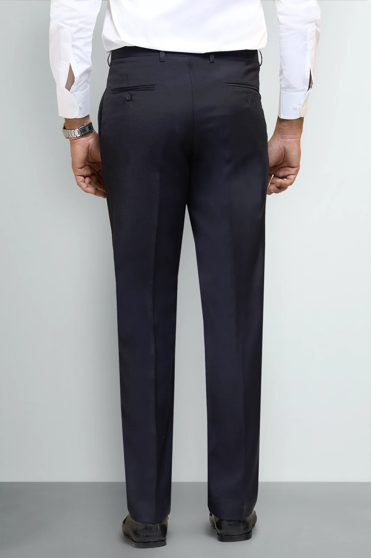 Navy Blue Regular Fit Formal Trouser - Image 3