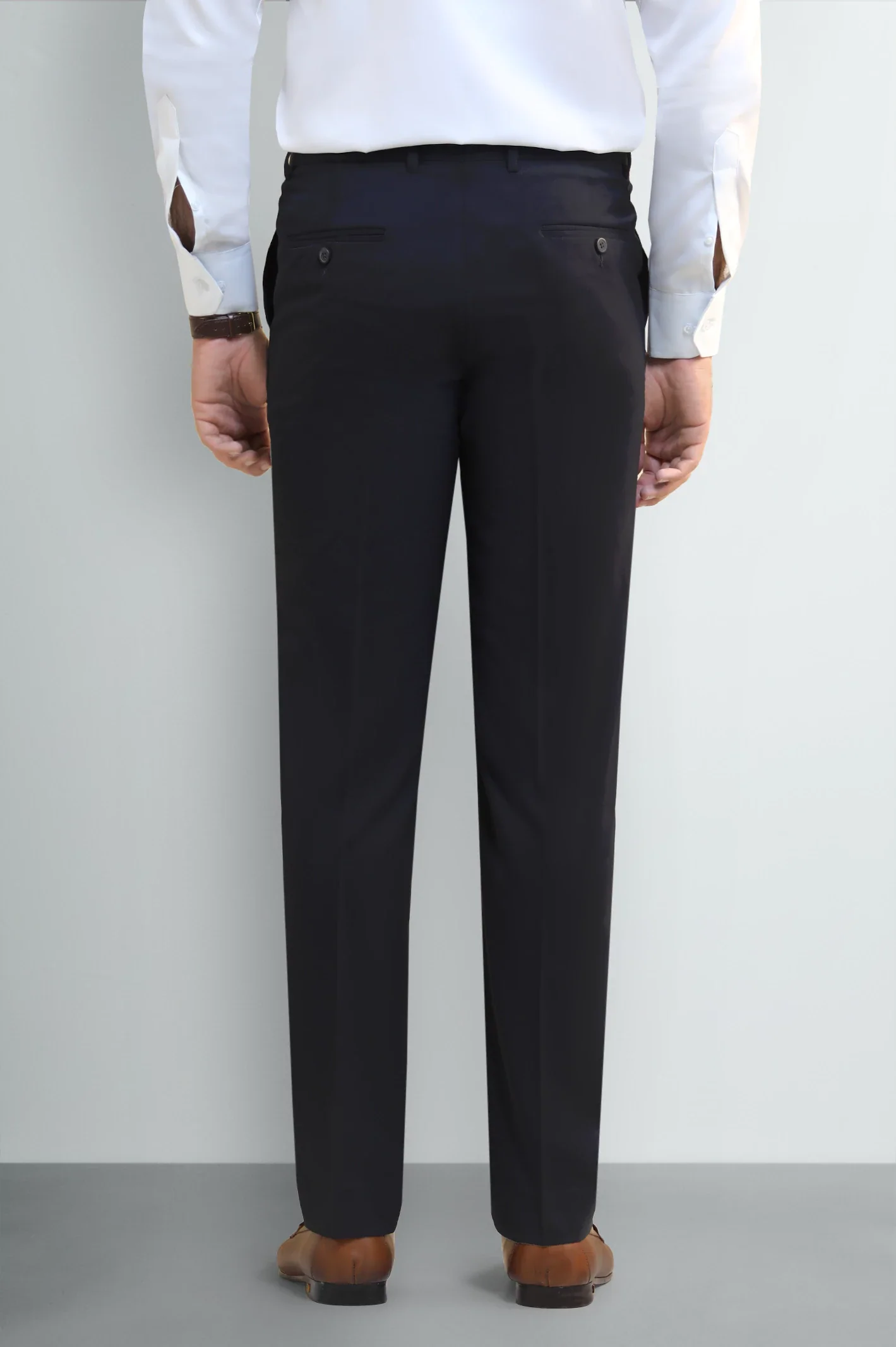 Navy Blue Regular Fit Formal Trouser - Image 3
