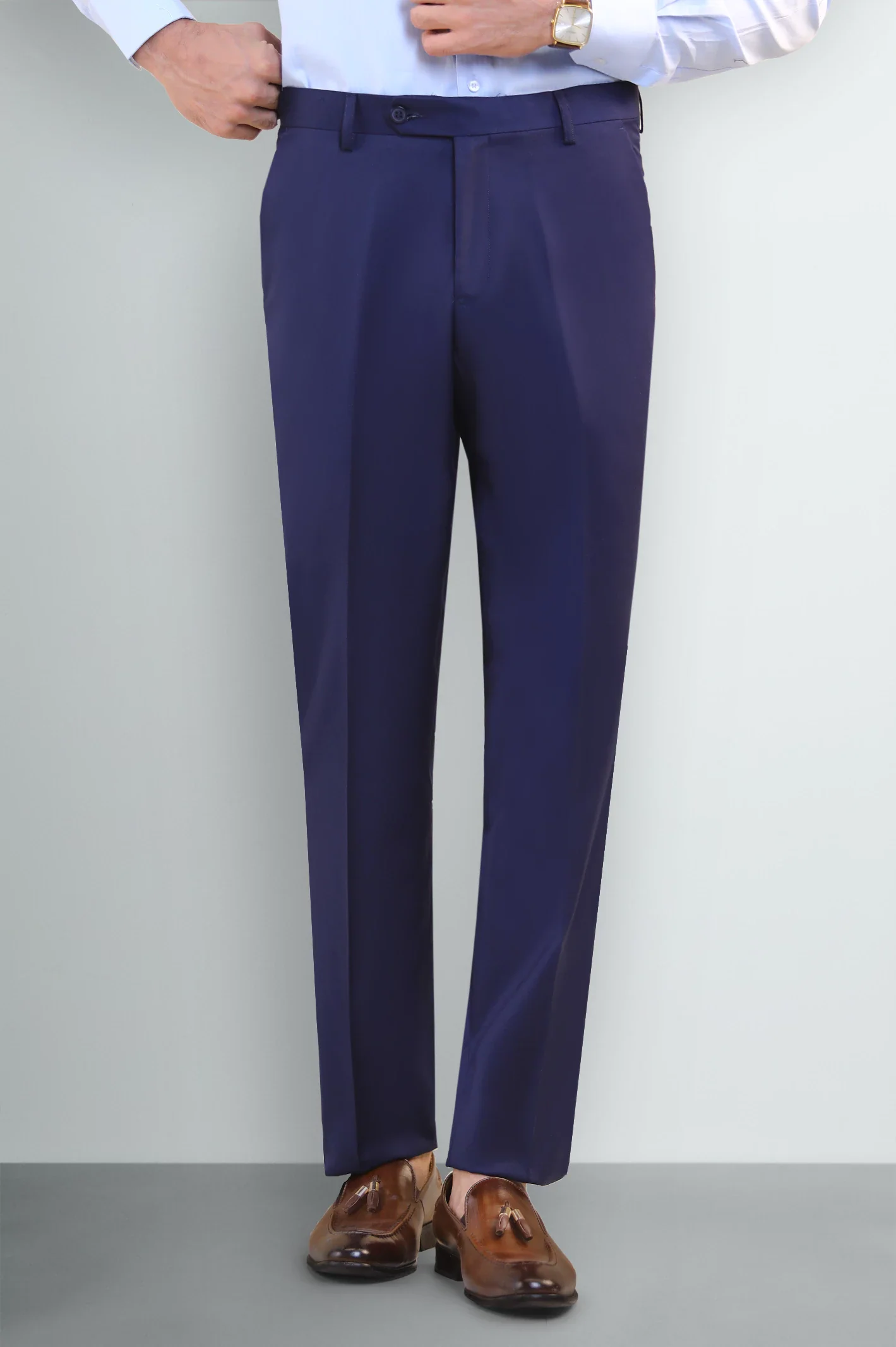 Royal Blue Regular Fit Formal Trouser