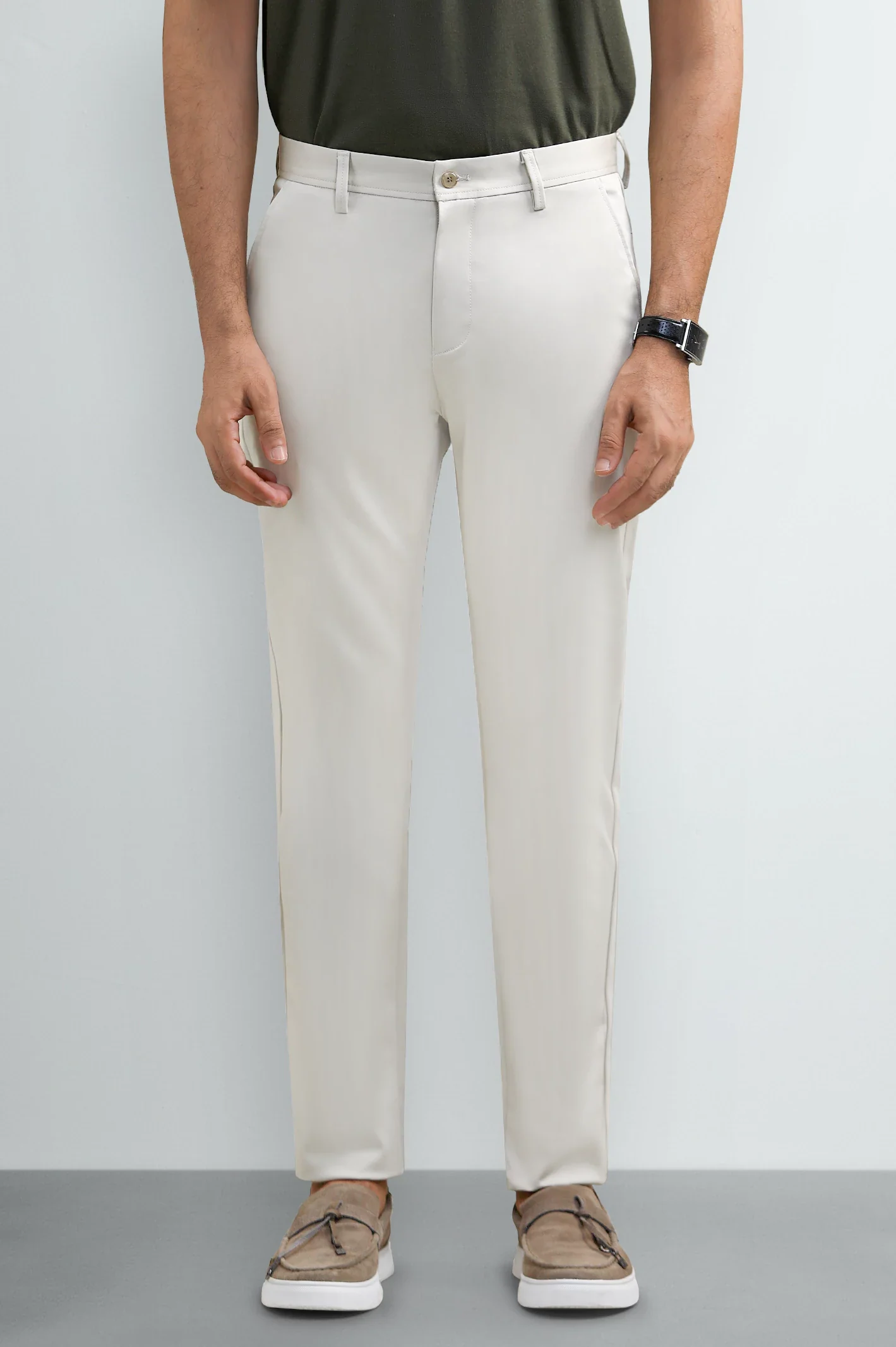 Off White Smart Fit Cotton Chino