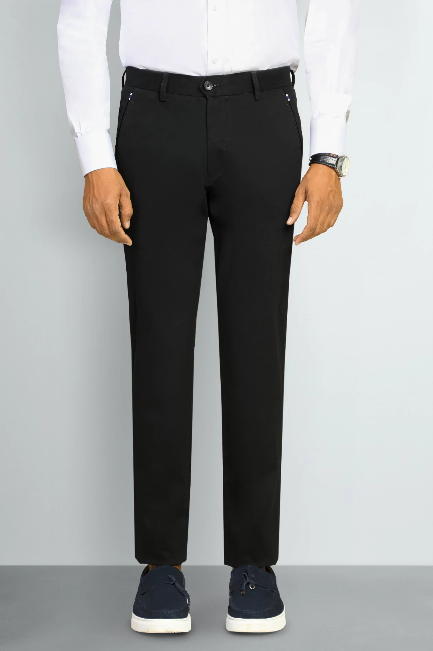 Black Smart Fit Cotton Chino
