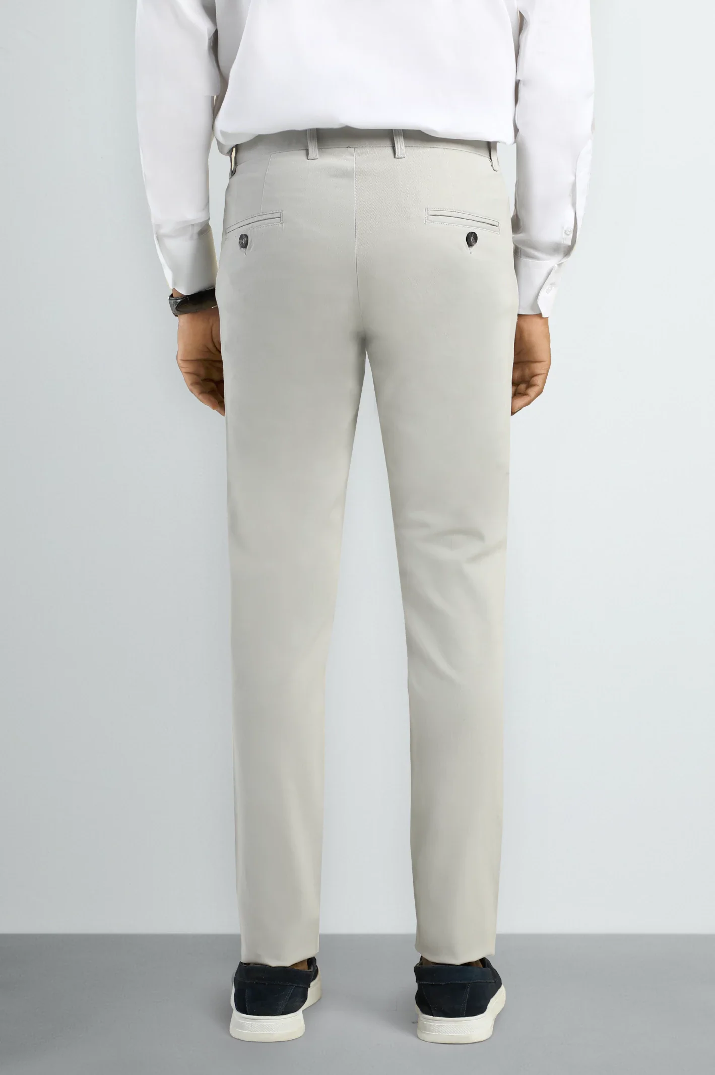 Light Grey Smart Grey Cotton Chino - Image 3