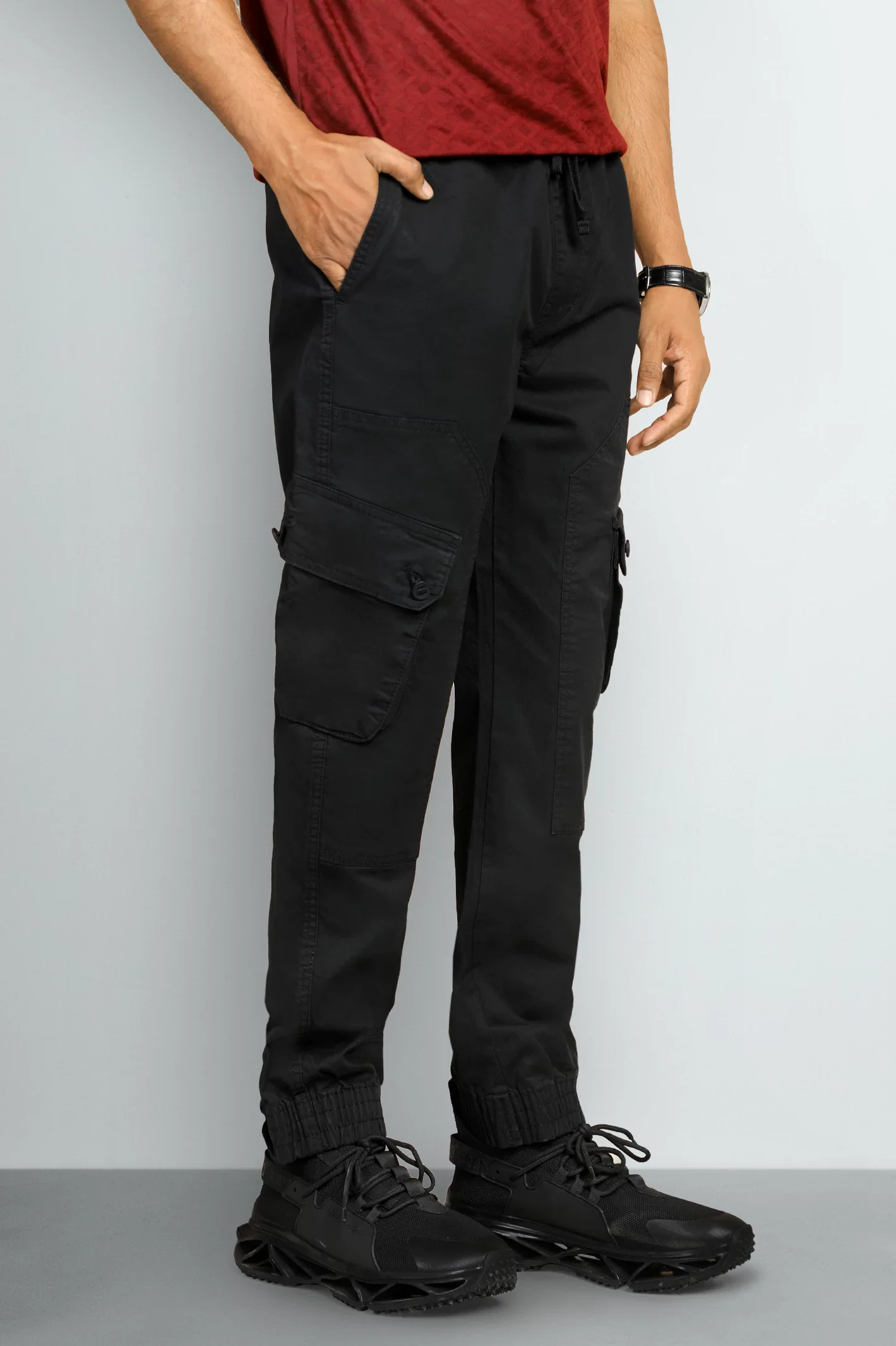 Black Smart Fit Cargo Pants - Image 2