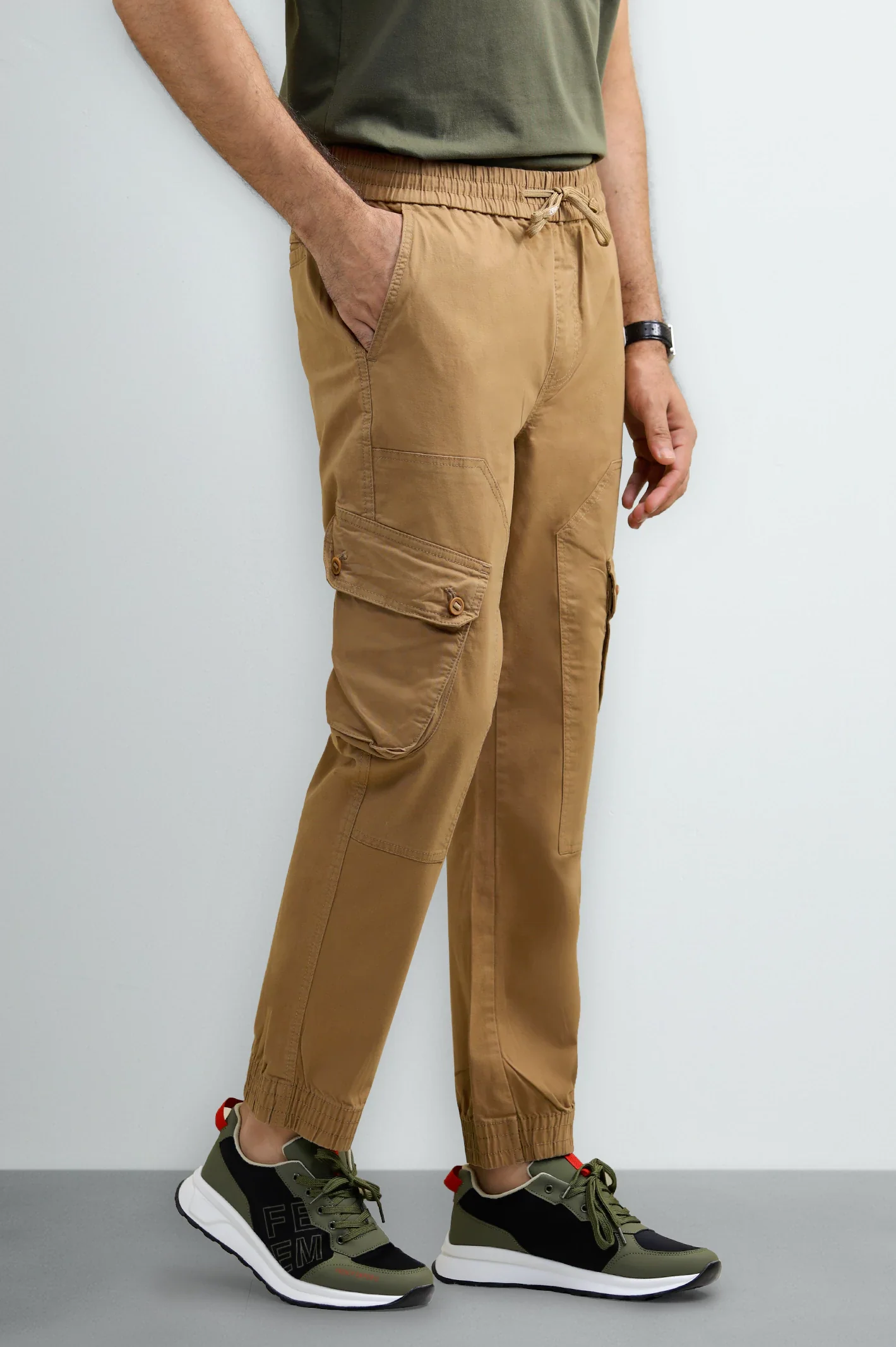 Khaki Smart Fit Cargo Pants - Image 2