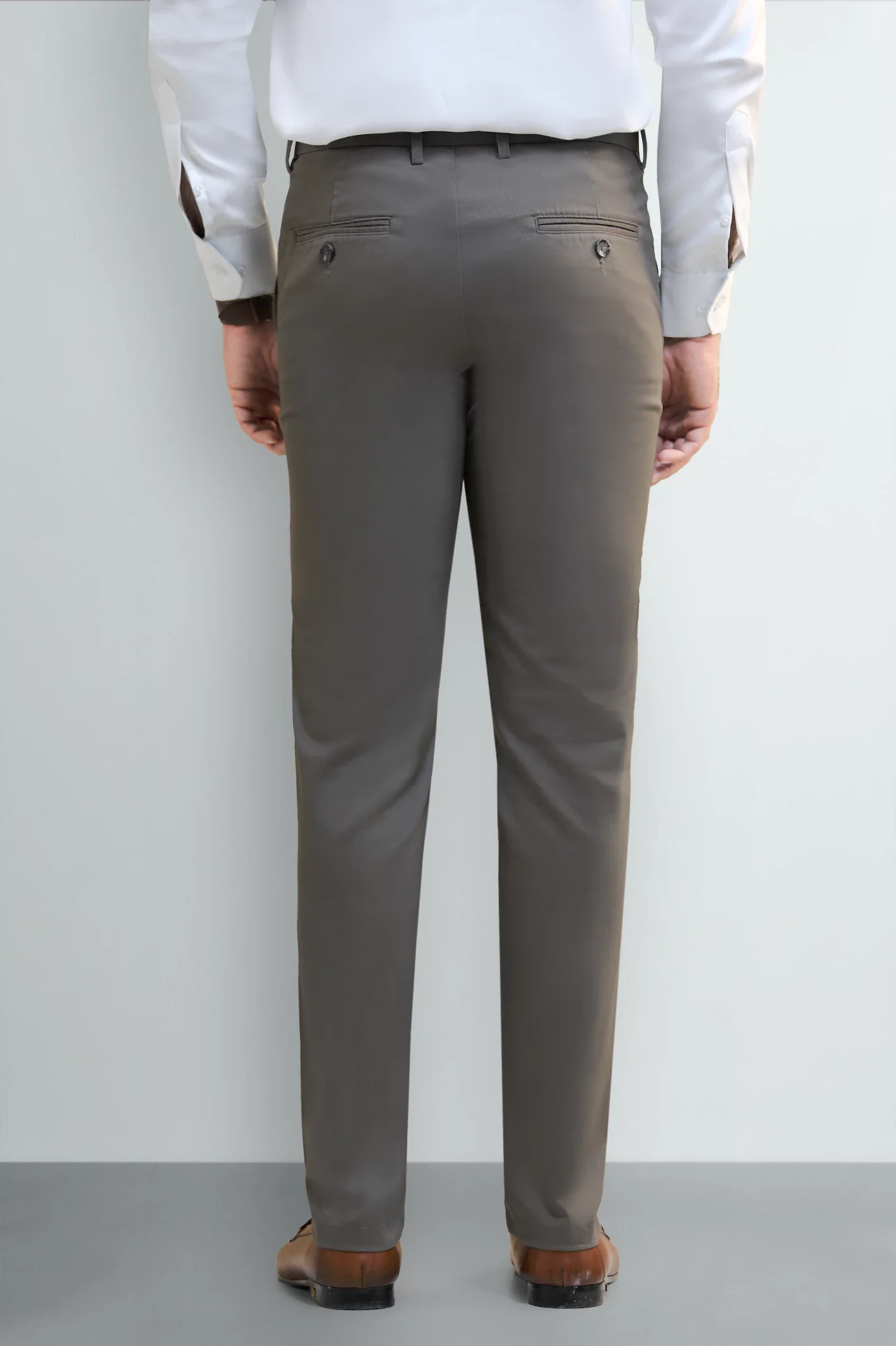 Medium Brown Smart Fit Cotton Chinos - Image 3