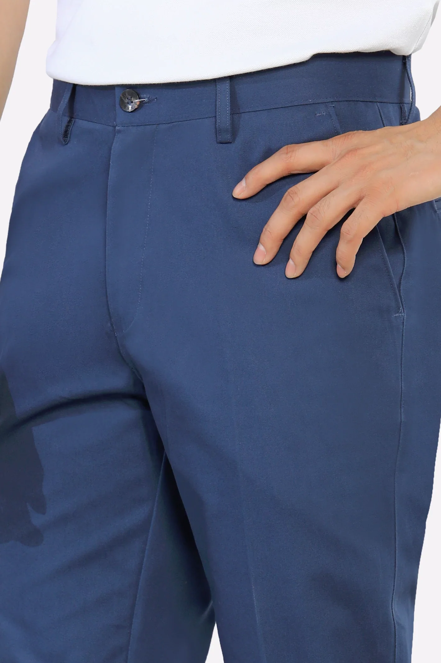 Navy Blue Smart Fit Cotton Trouser - Image 2