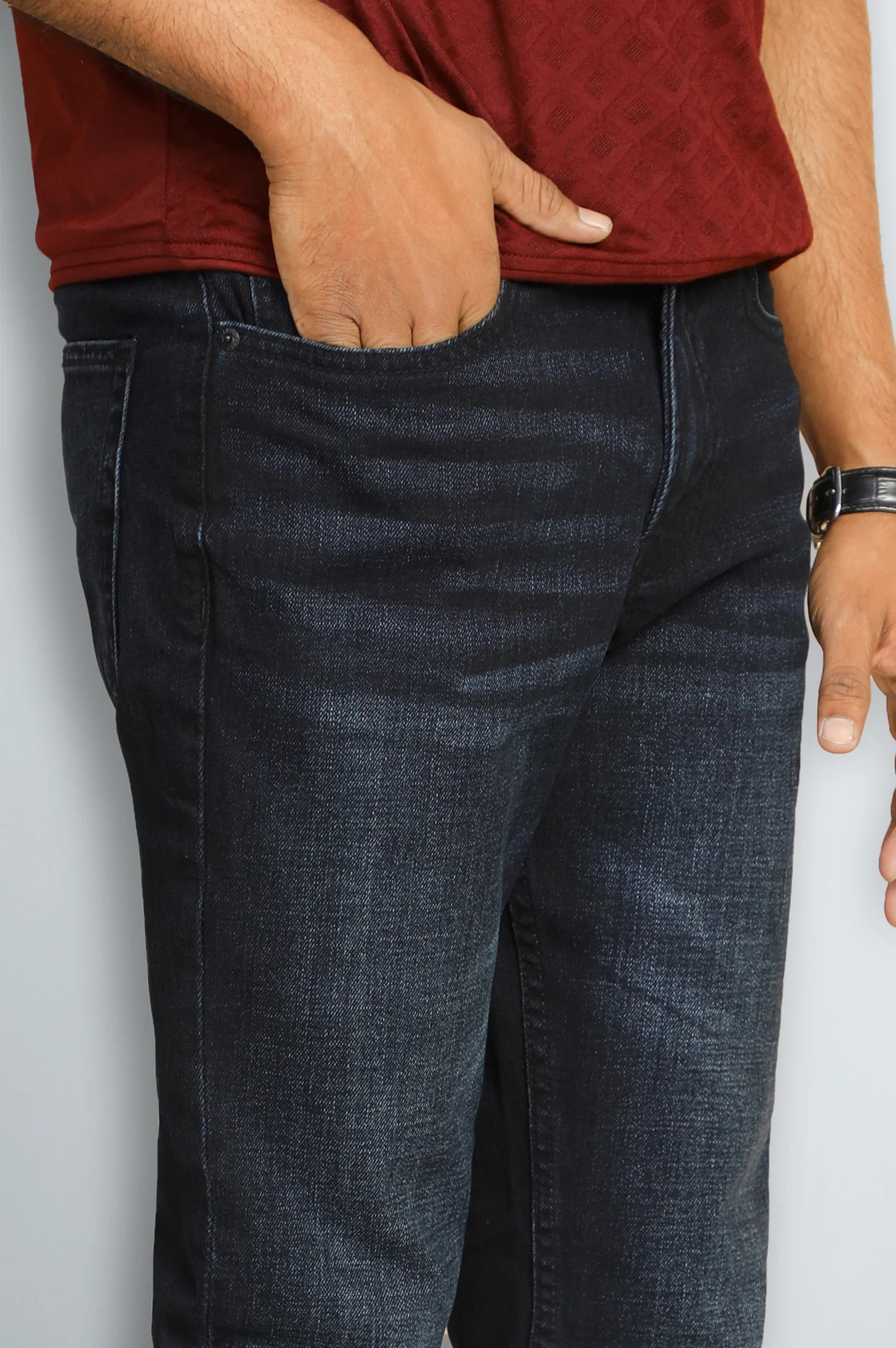 Dark Blue Modern Slim Fit Jeans - Image 2