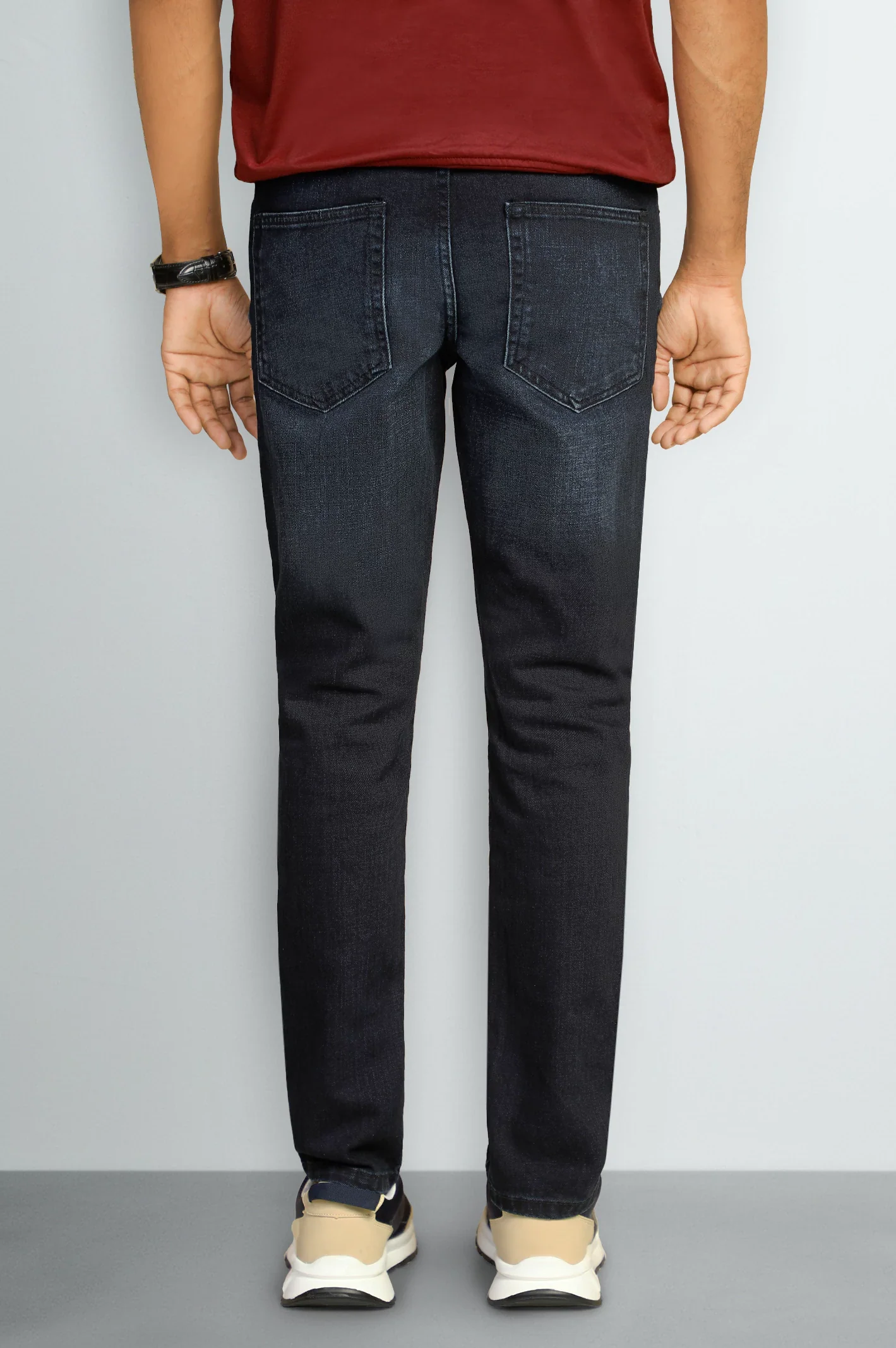 Dark Blue Modern Slim Fit Jeans - Image 3