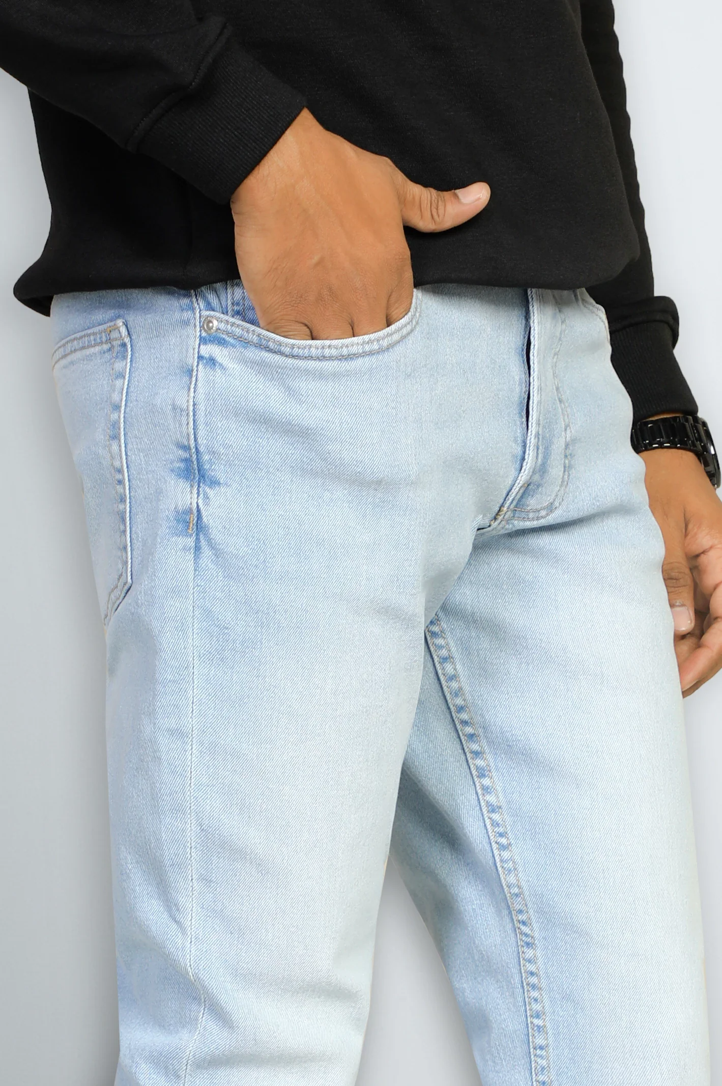 Light Blue Modern Slim Fit Jeans - Image 2