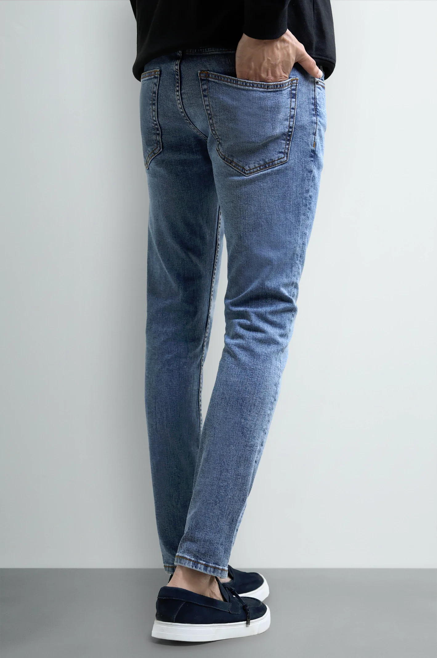 Medium Blue Slim Fit Jeans - Image 3