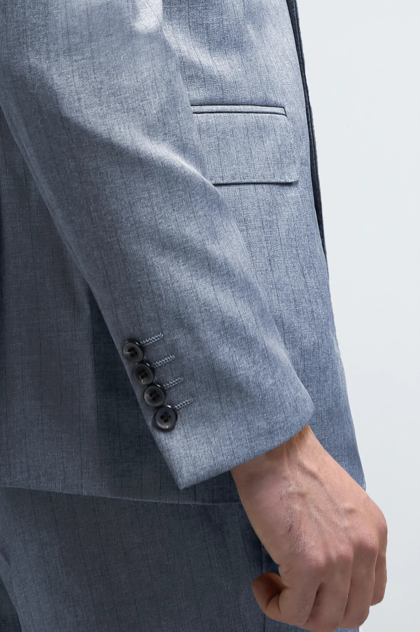Men's Grey Striped 2-Piece Suit - Image 4