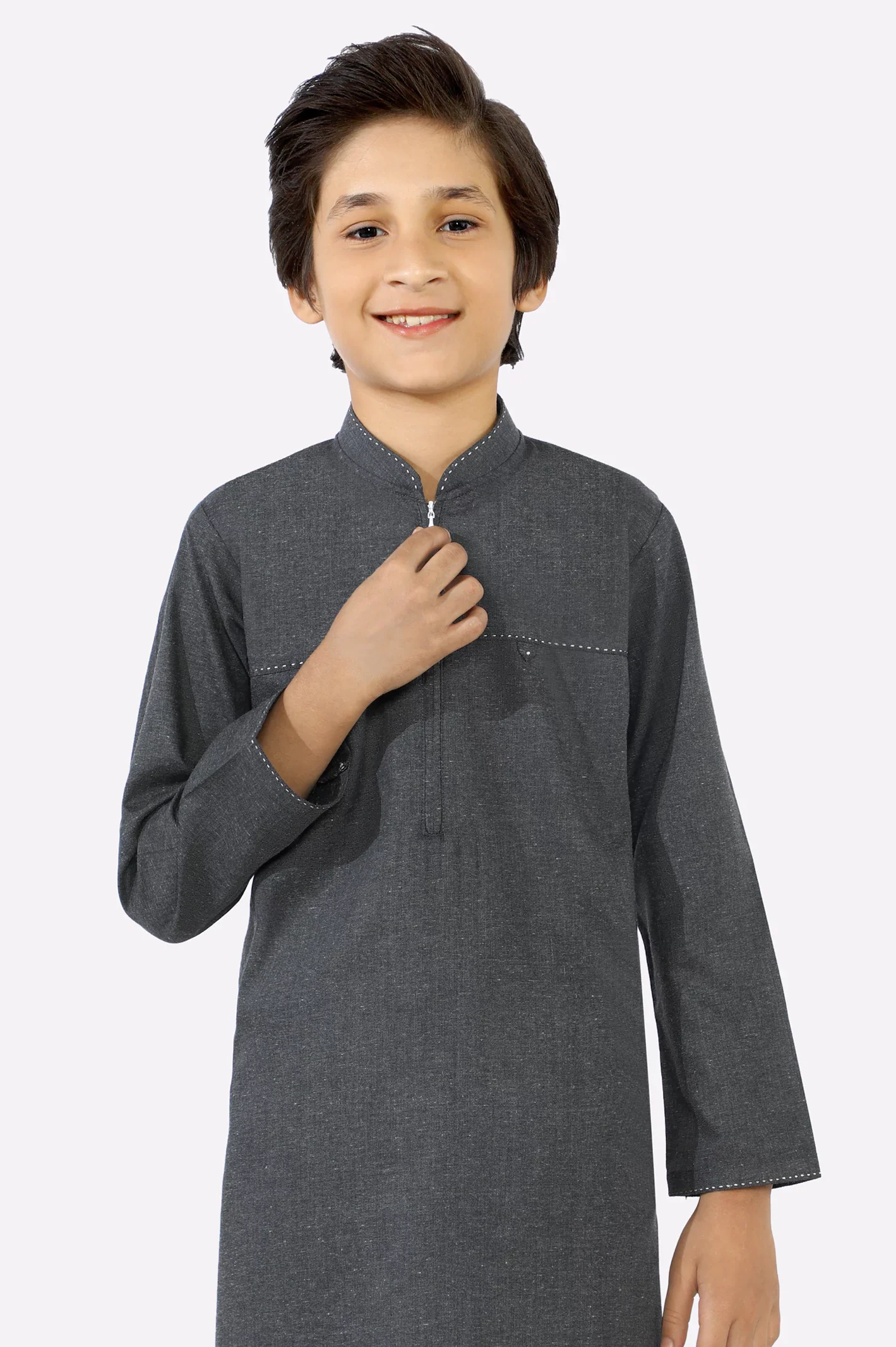 Dark Grey Boys Kurta Pajama - Image 2