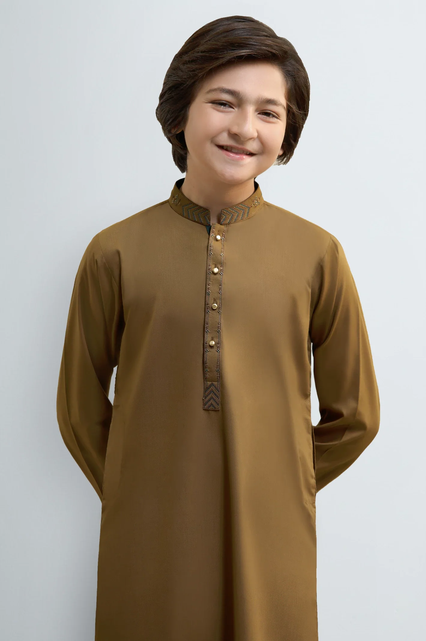 Light Brown Teens Kurta Pajama - Image 2