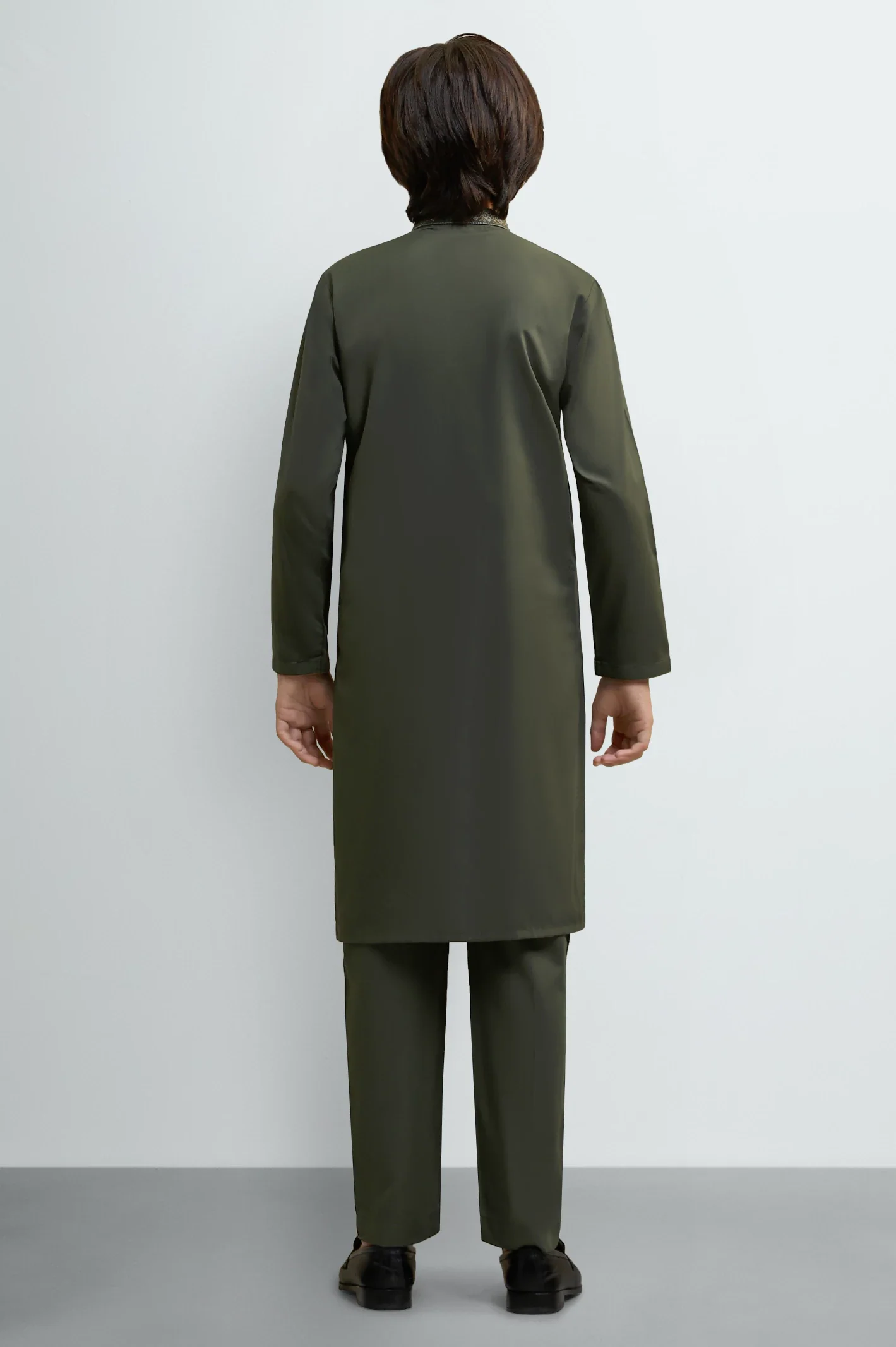 Dark Olive Teens Kurta Pajama - Image 4