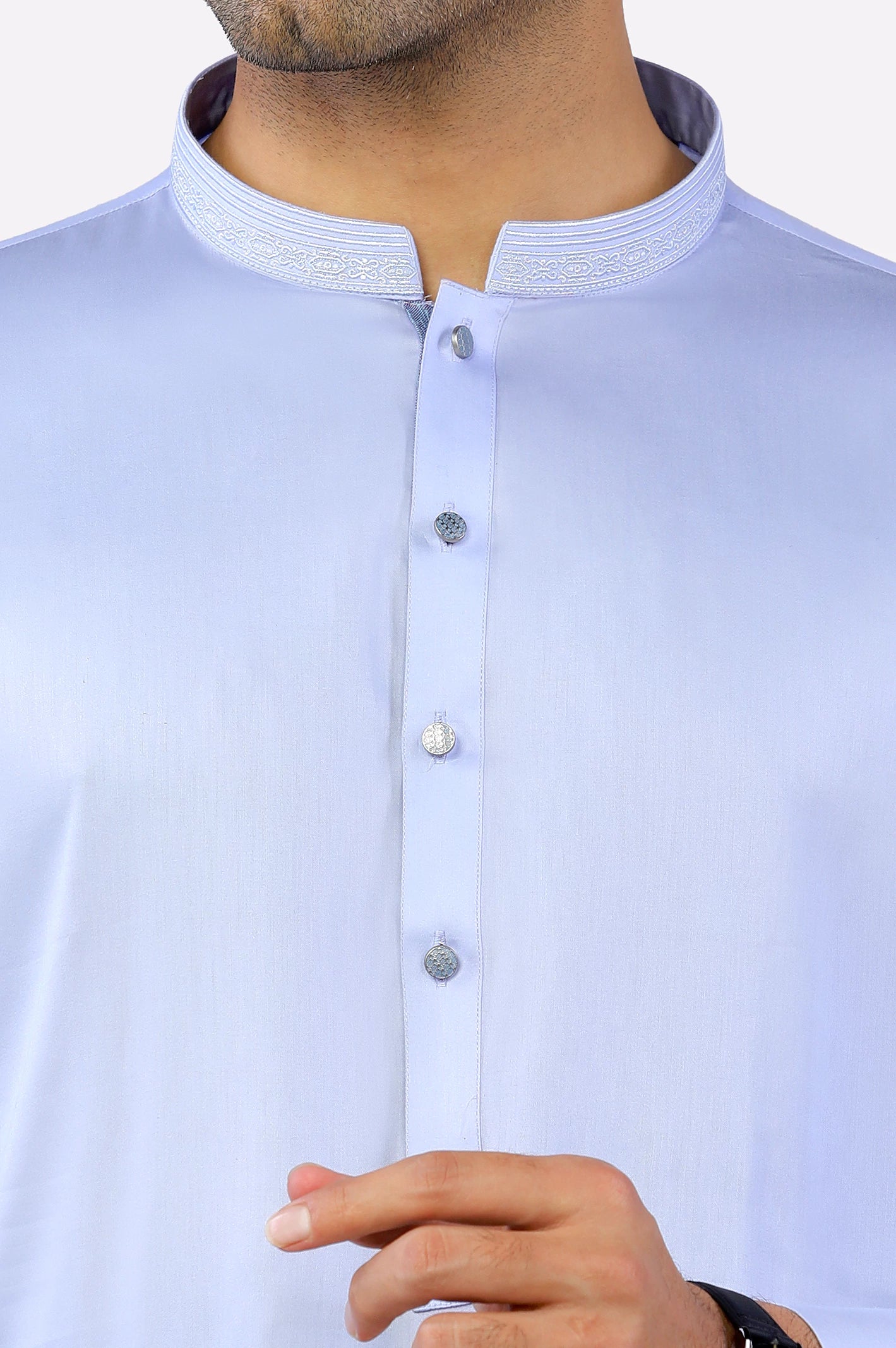 Light Blue Cotton Shalwar Kameez - Image 3