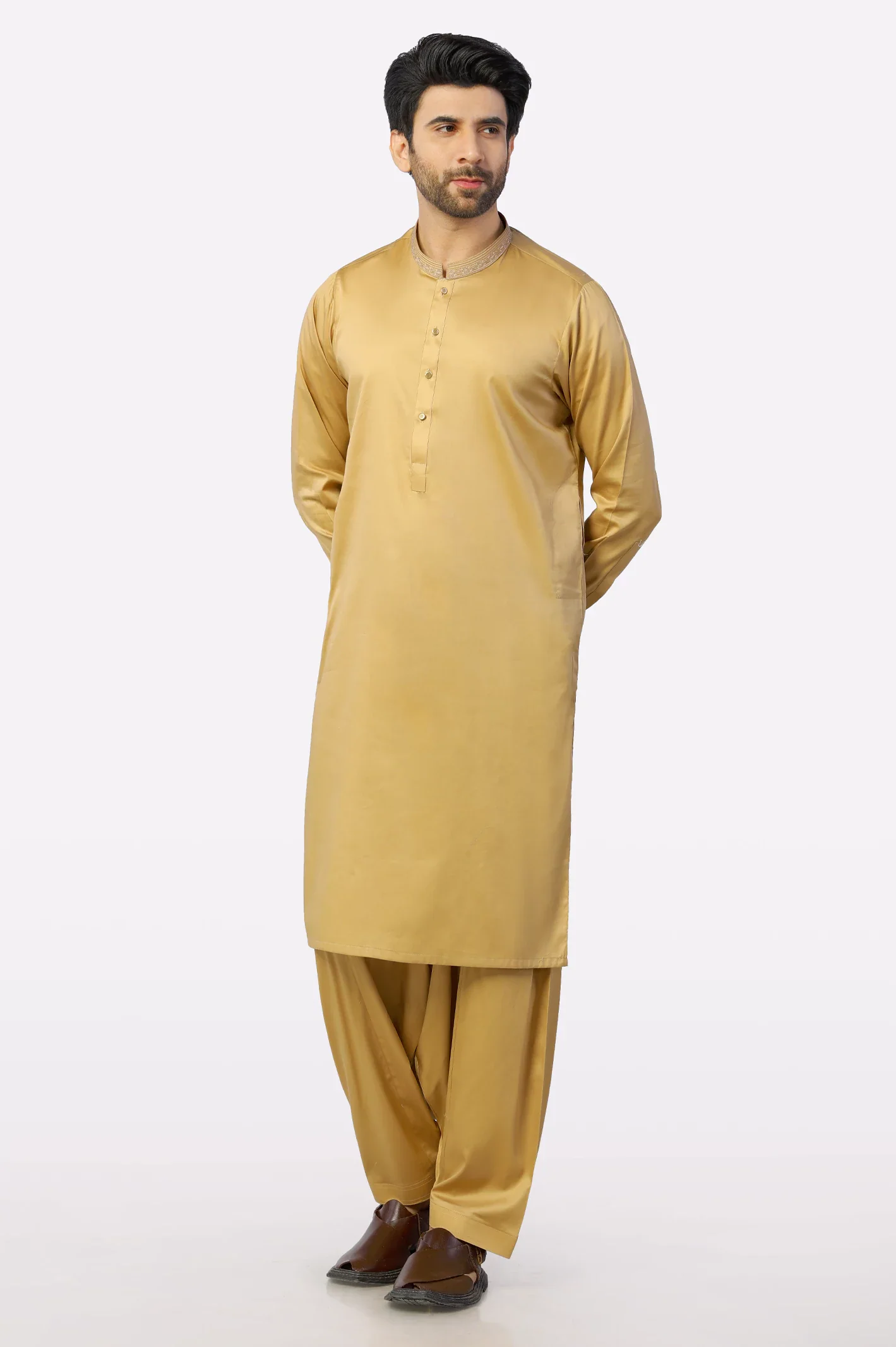 Mustard Cotton Shalwar Kameez - Image 2