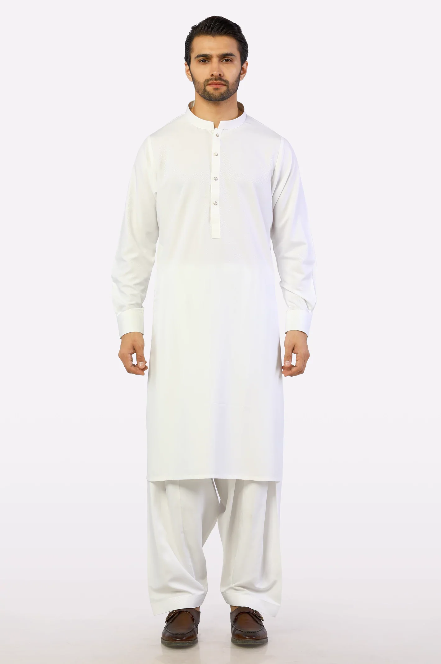 Off White Wash & Wear Shalwar Kameez - Image 2