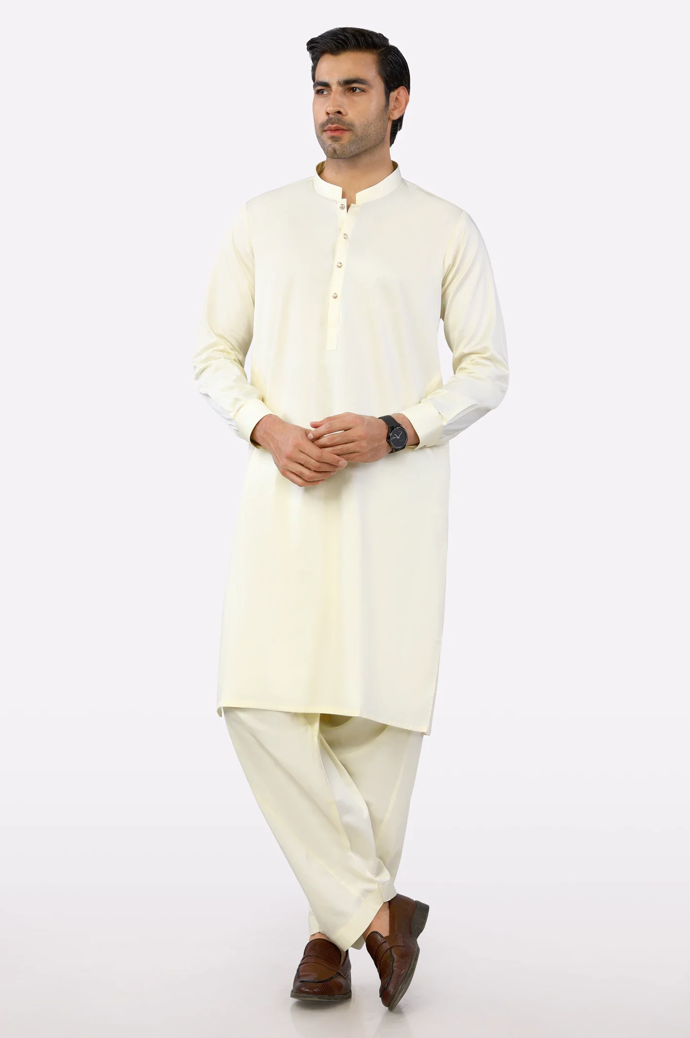 Cream Cotton Shalwar Kameez - Image 2