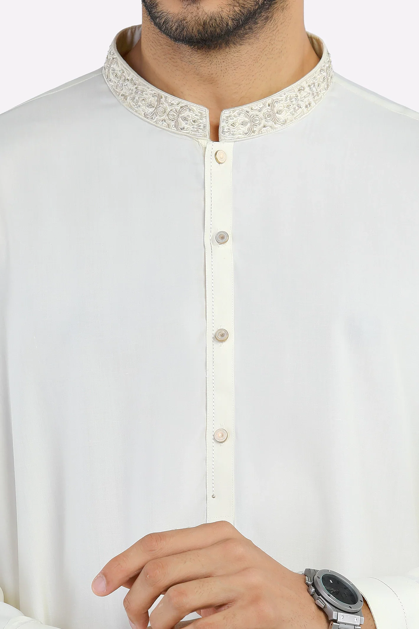 Cream Wash & Wear Shalwar Kameez - Image 3