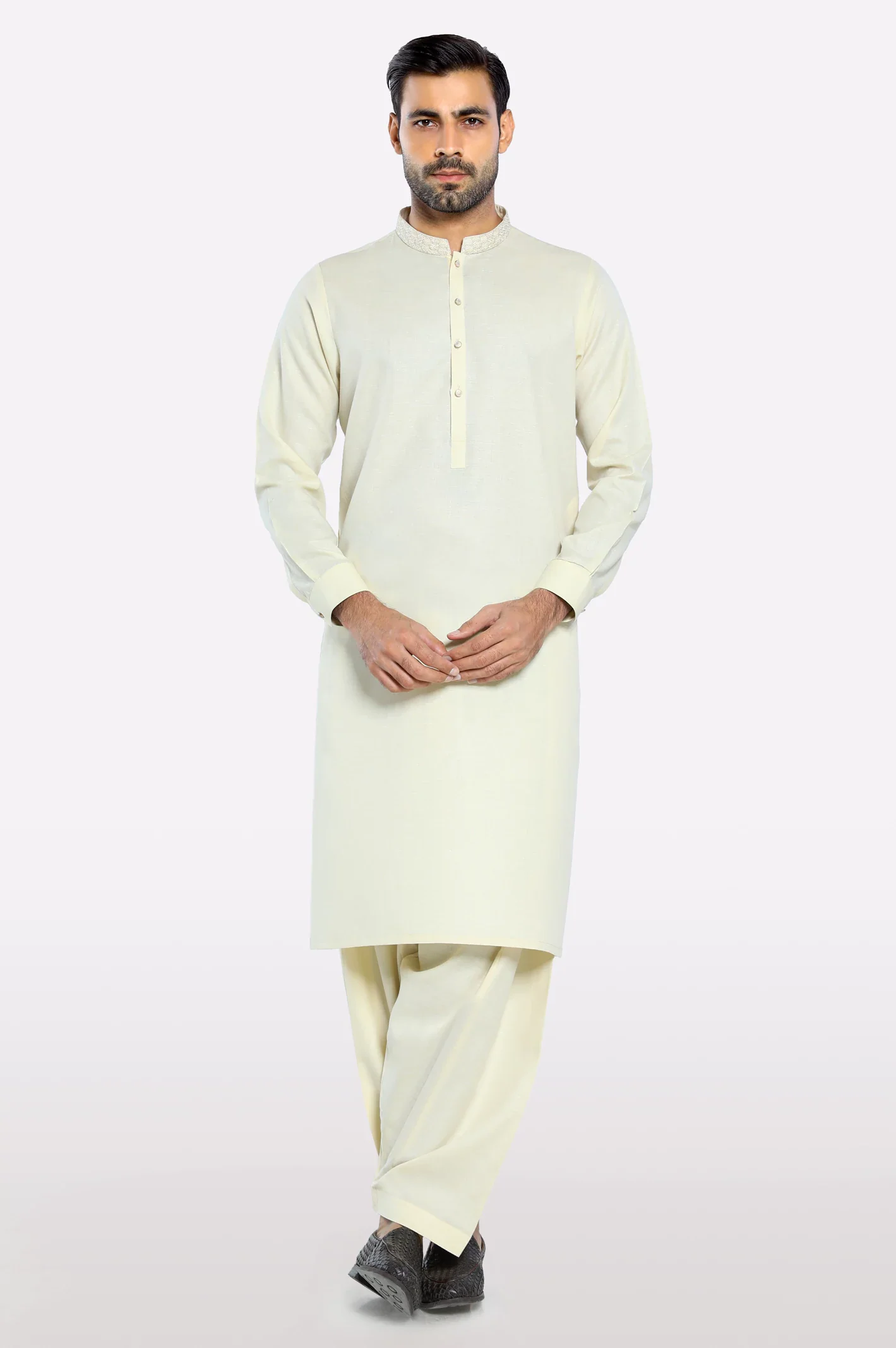Cream Wash & Wear Shalwar Kameez - Image 2