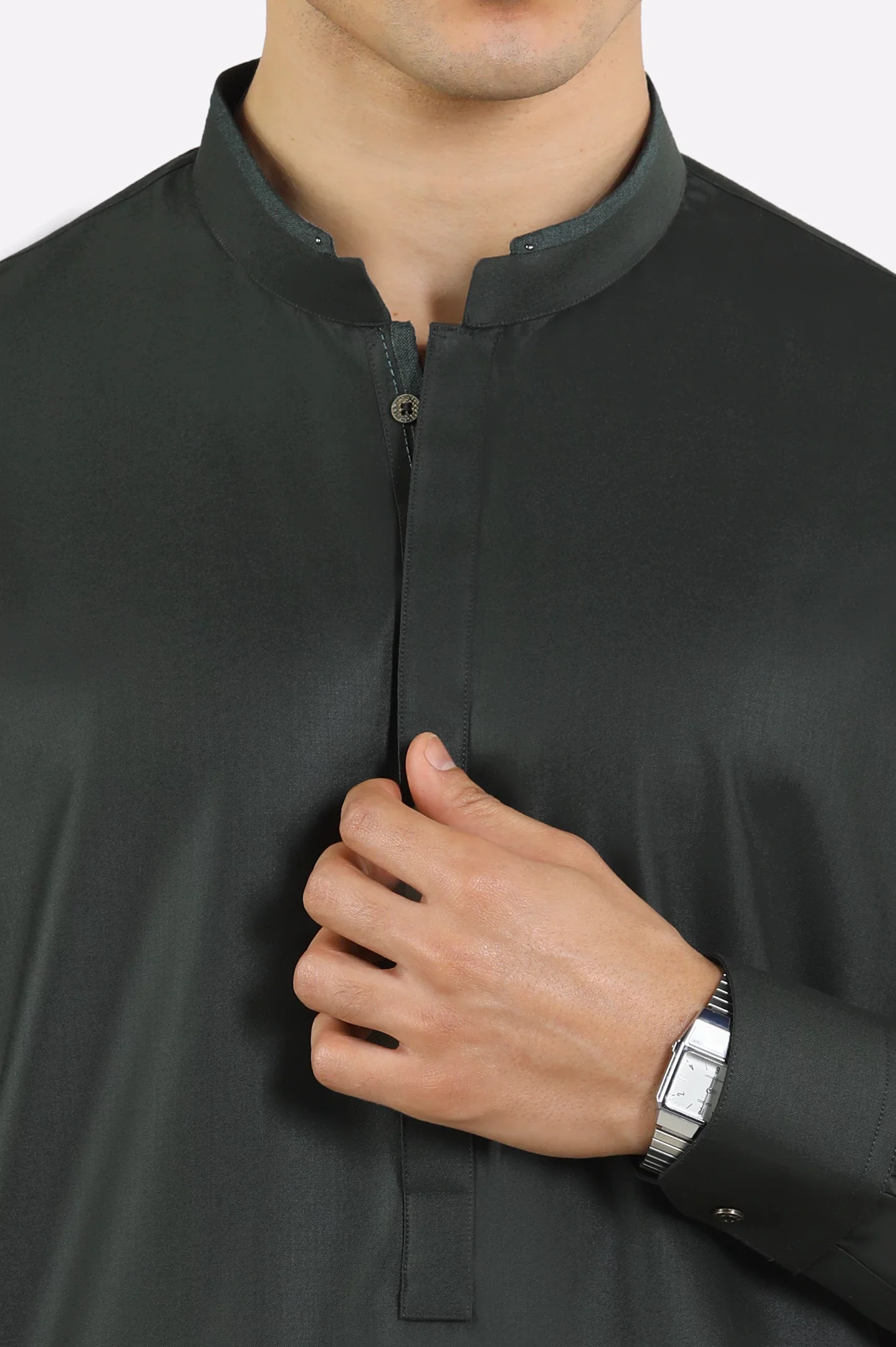 Dark Green Wash & Wear Shalwar Kameez - Image 3