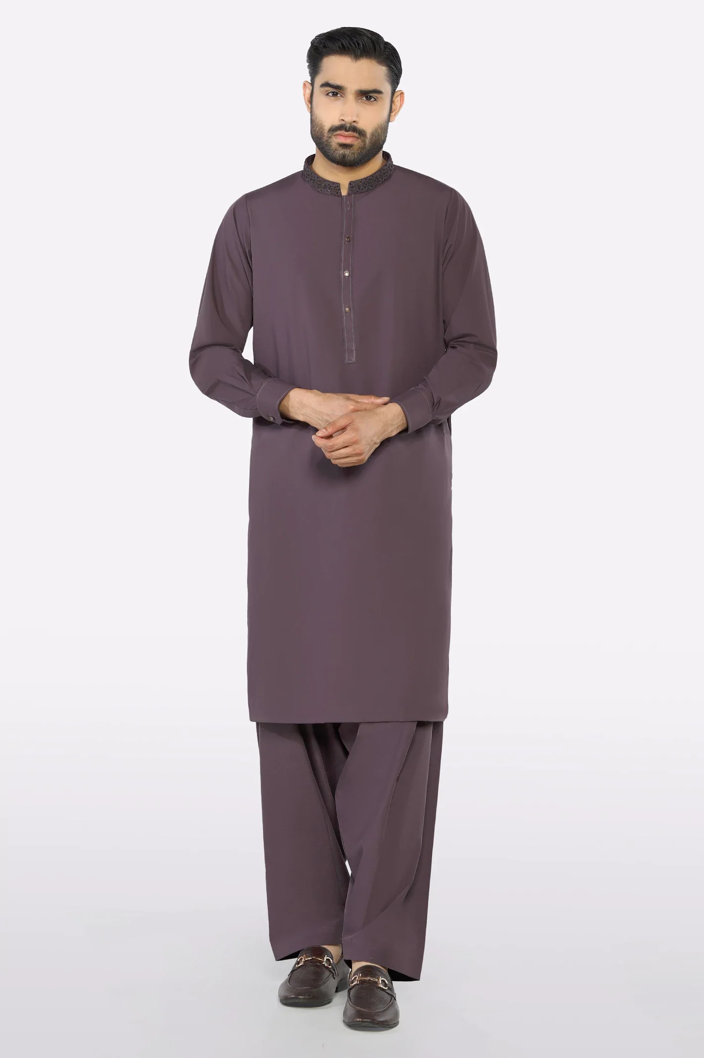 Light Purple Wash & Wear Shalwar Kameez - Image 2