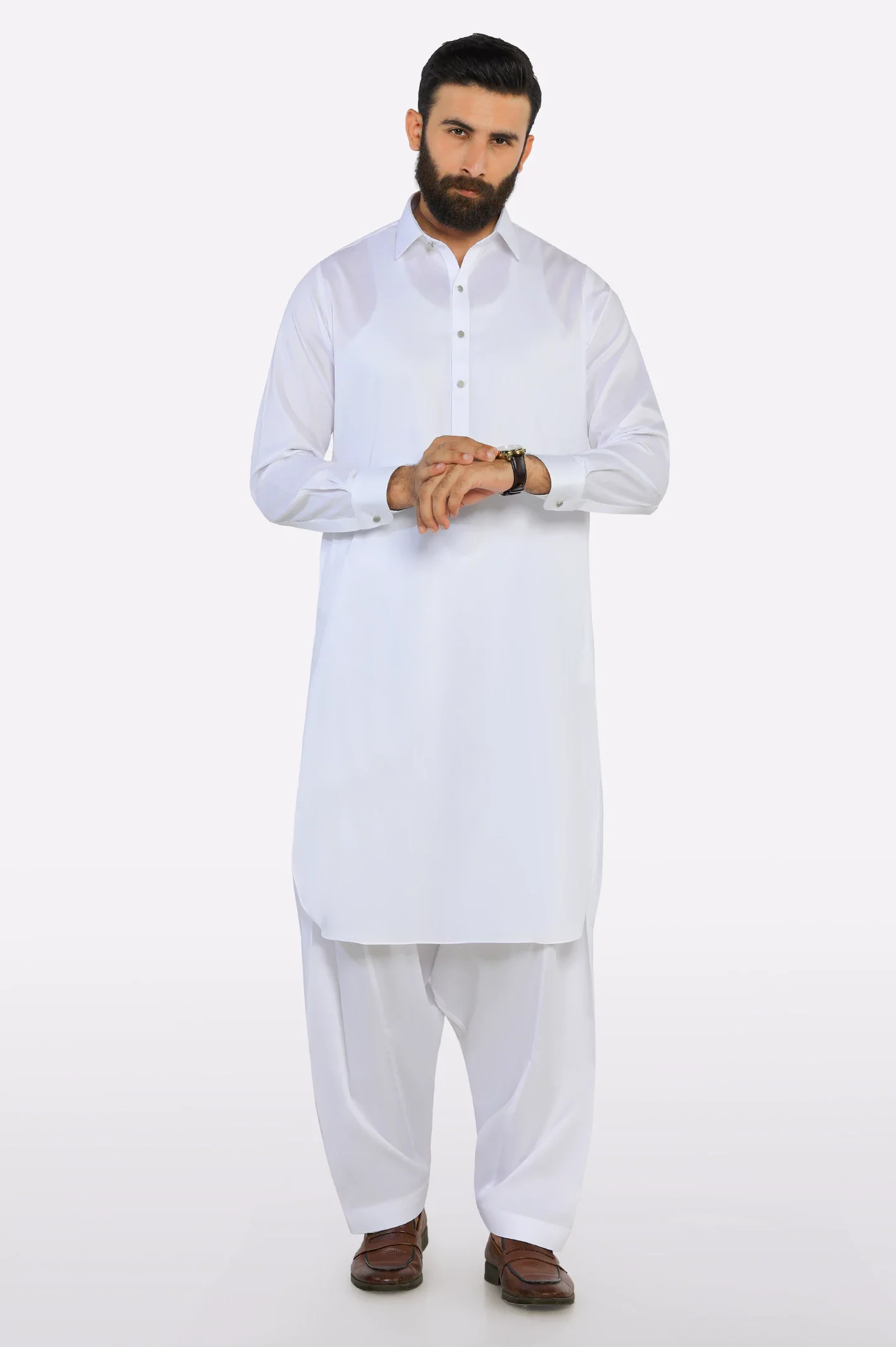 White Cotton Shalwar Kameez - Image 2