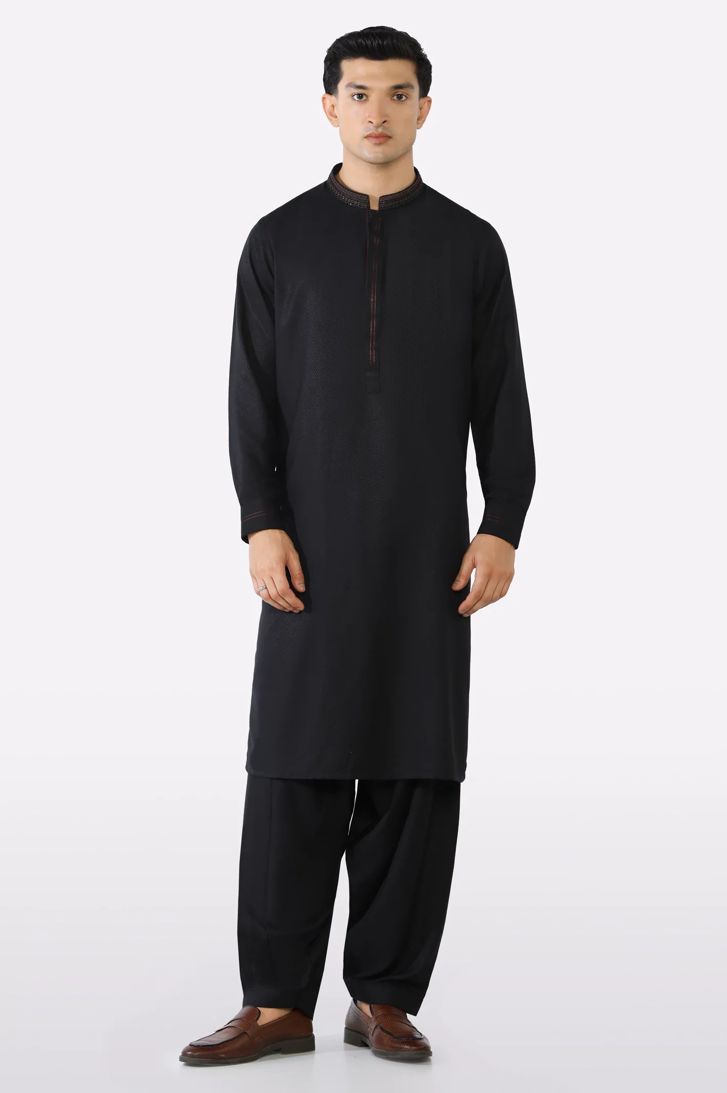 Black Wash & Wear Shalwar Kameez - Image 2