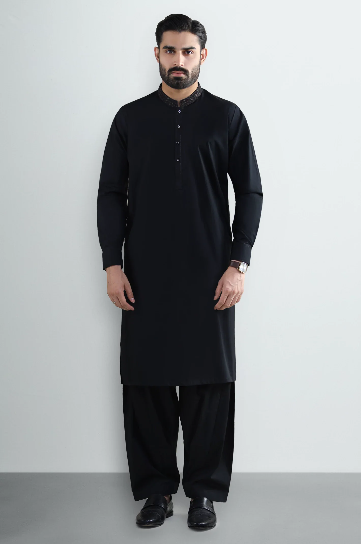 Black Cotton Shalwar Kameez - Image 2