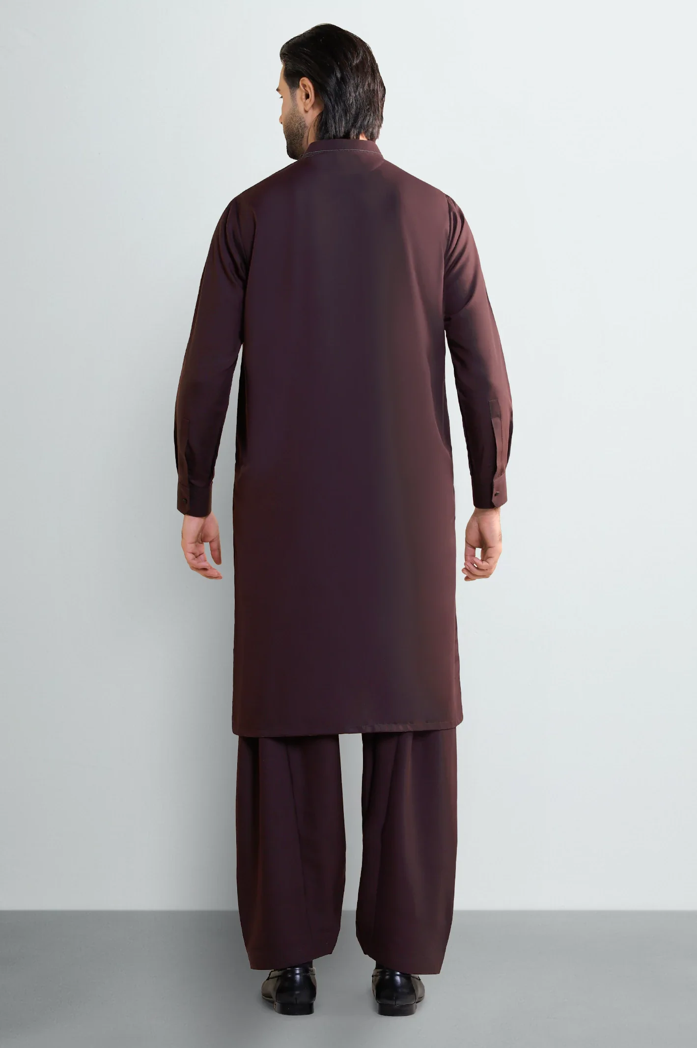 Coffee Brown Wash & Wear Shalwar Kameez - Image 4