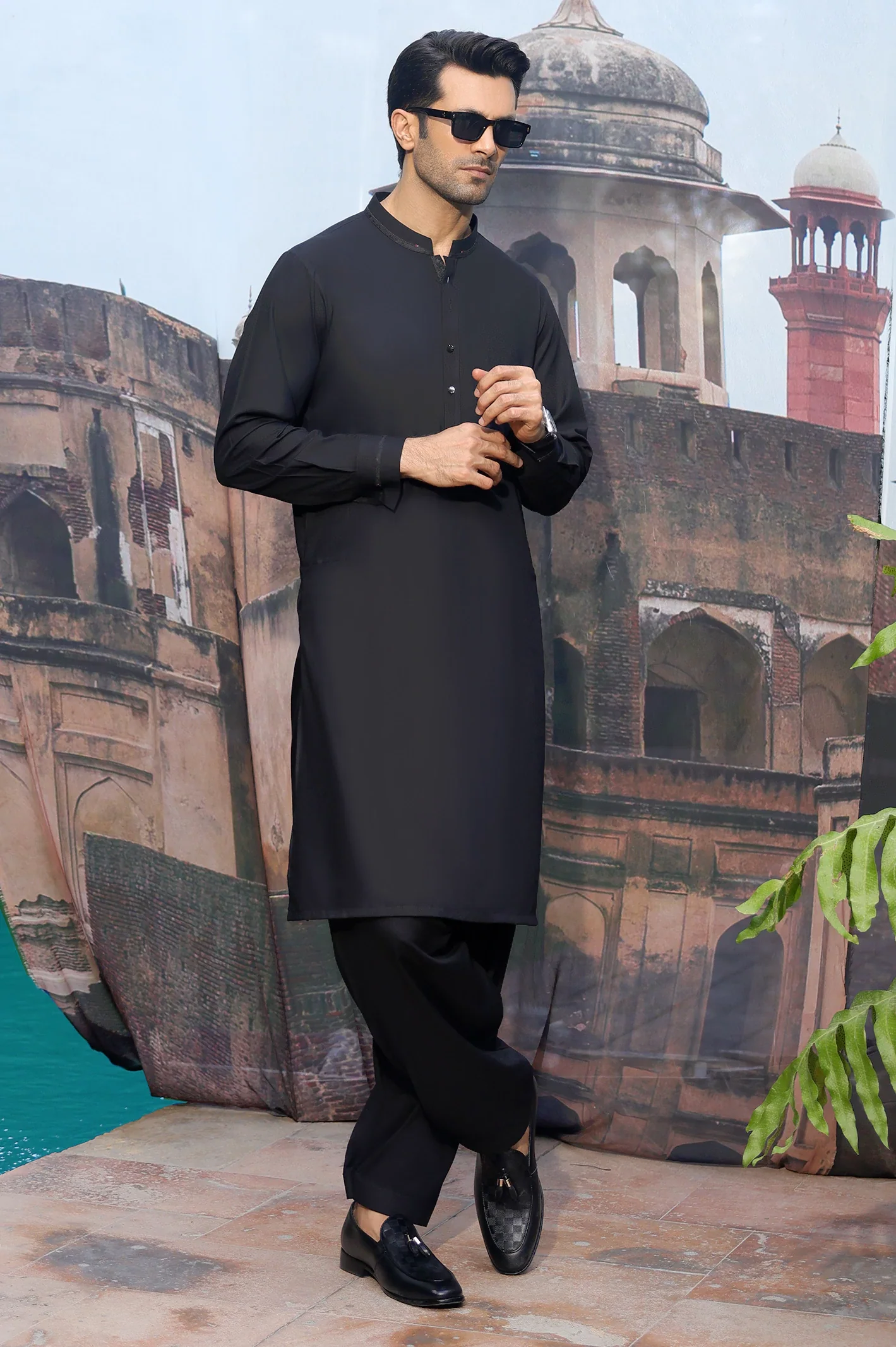 Black Wash & Wear Shalwar Kameez - Image 2