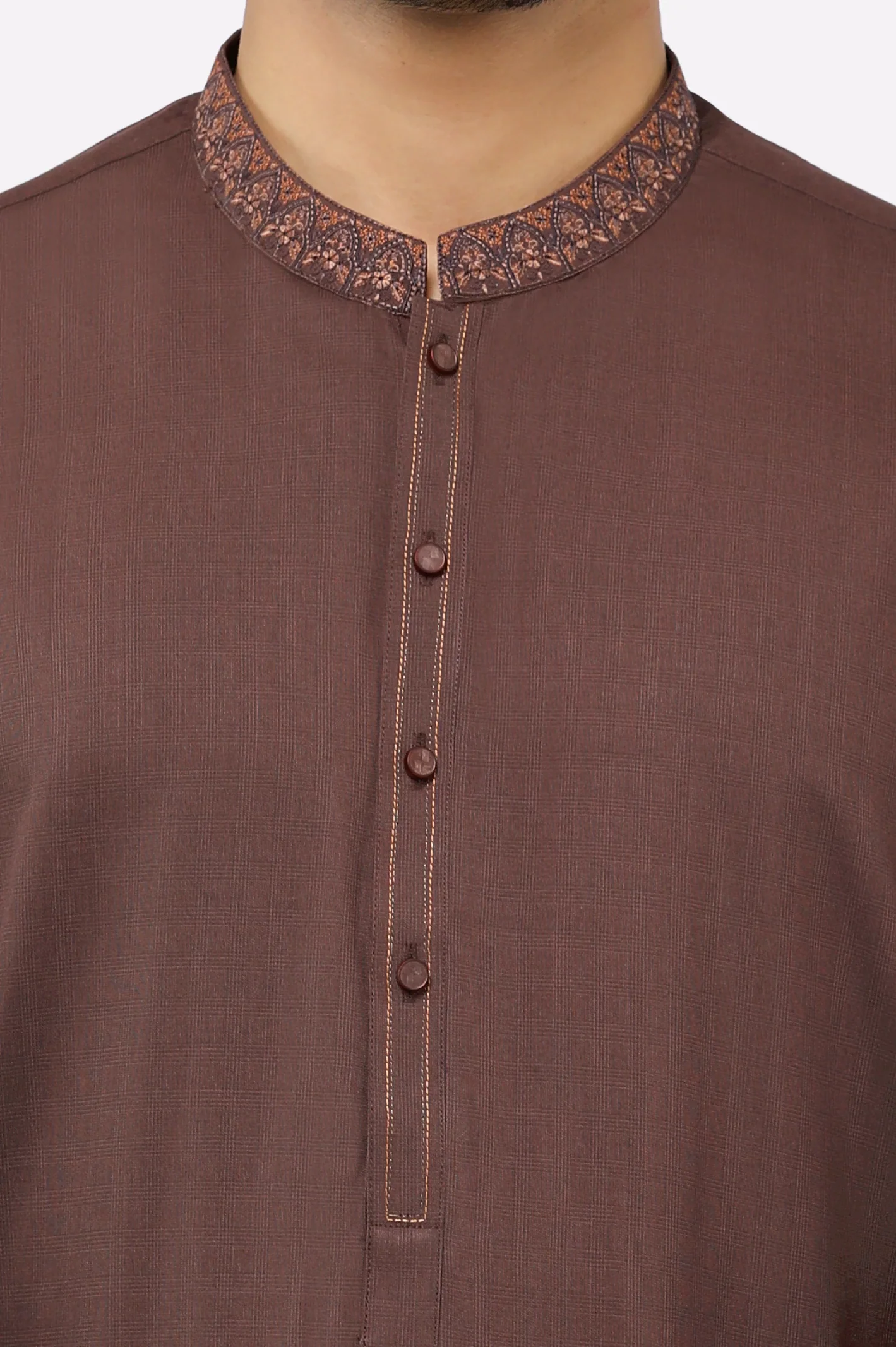 Brown Wash & Wear Shalwar Kameez - Image 3